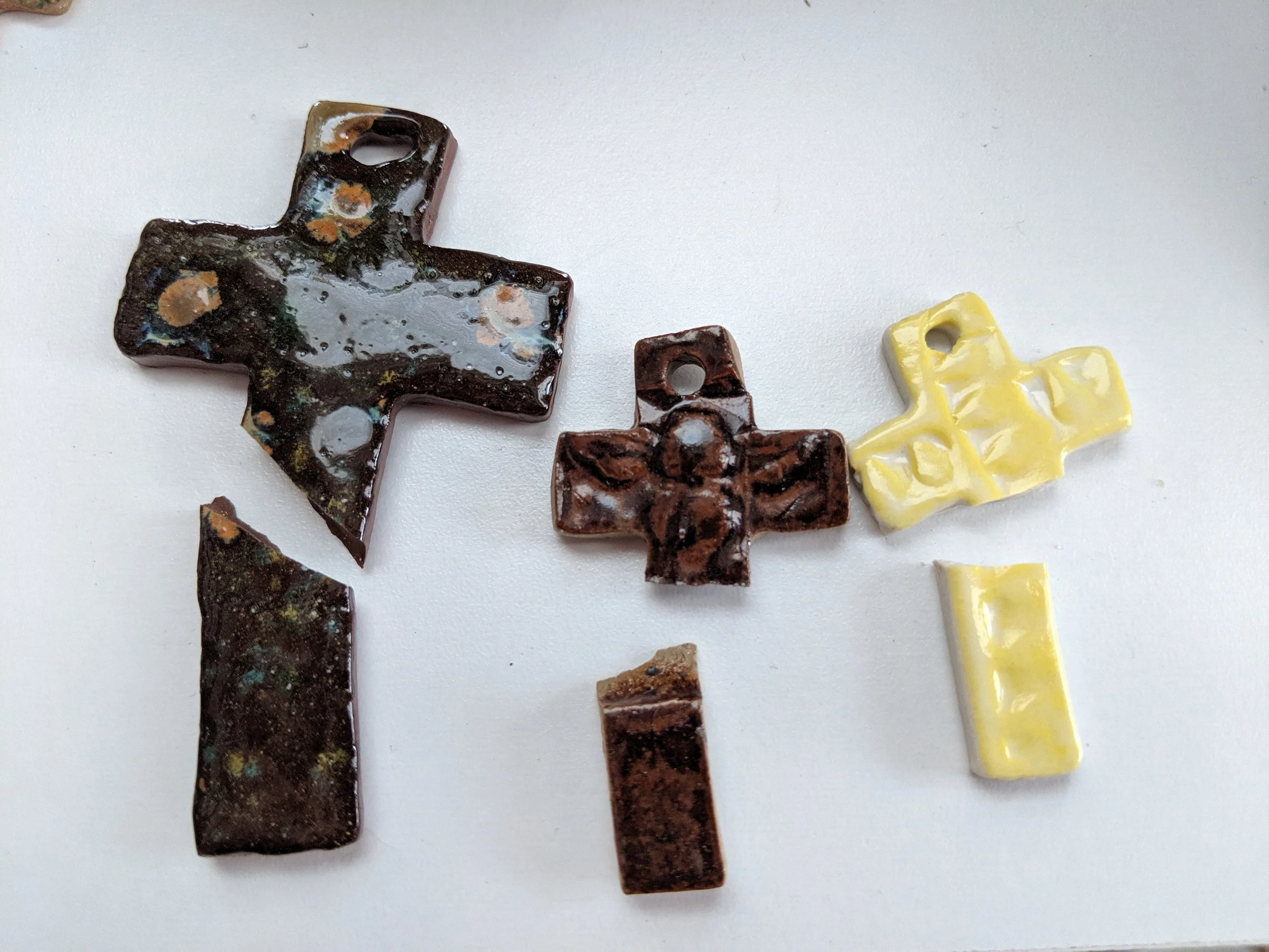 I keep my broken crosses for future mosaic projects.