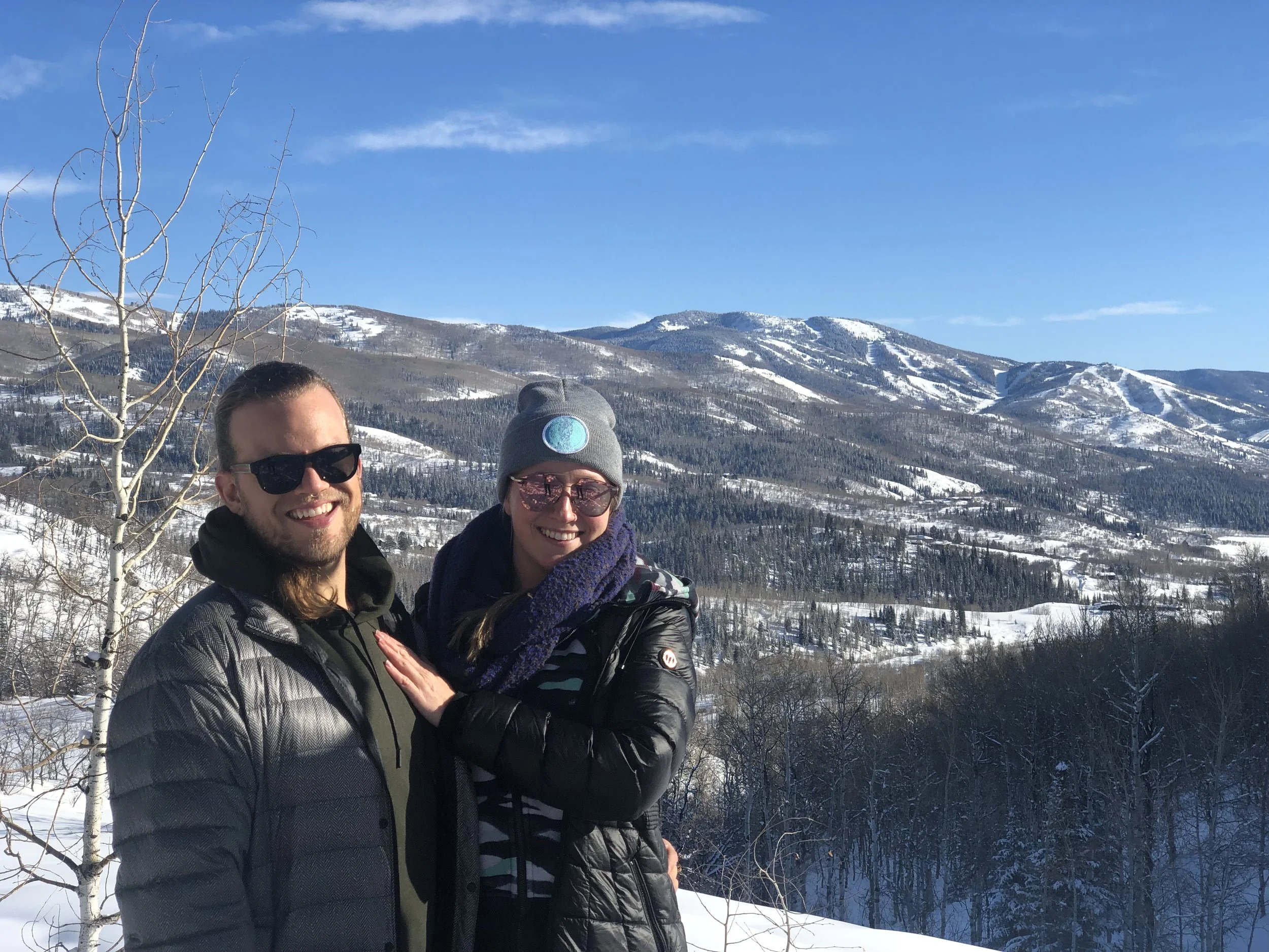 Brit and Jonah during the B Zen Wellness Winter Wonderland Retreat near Strawberry Park Hot Springs in Steamboat Springs, CO.