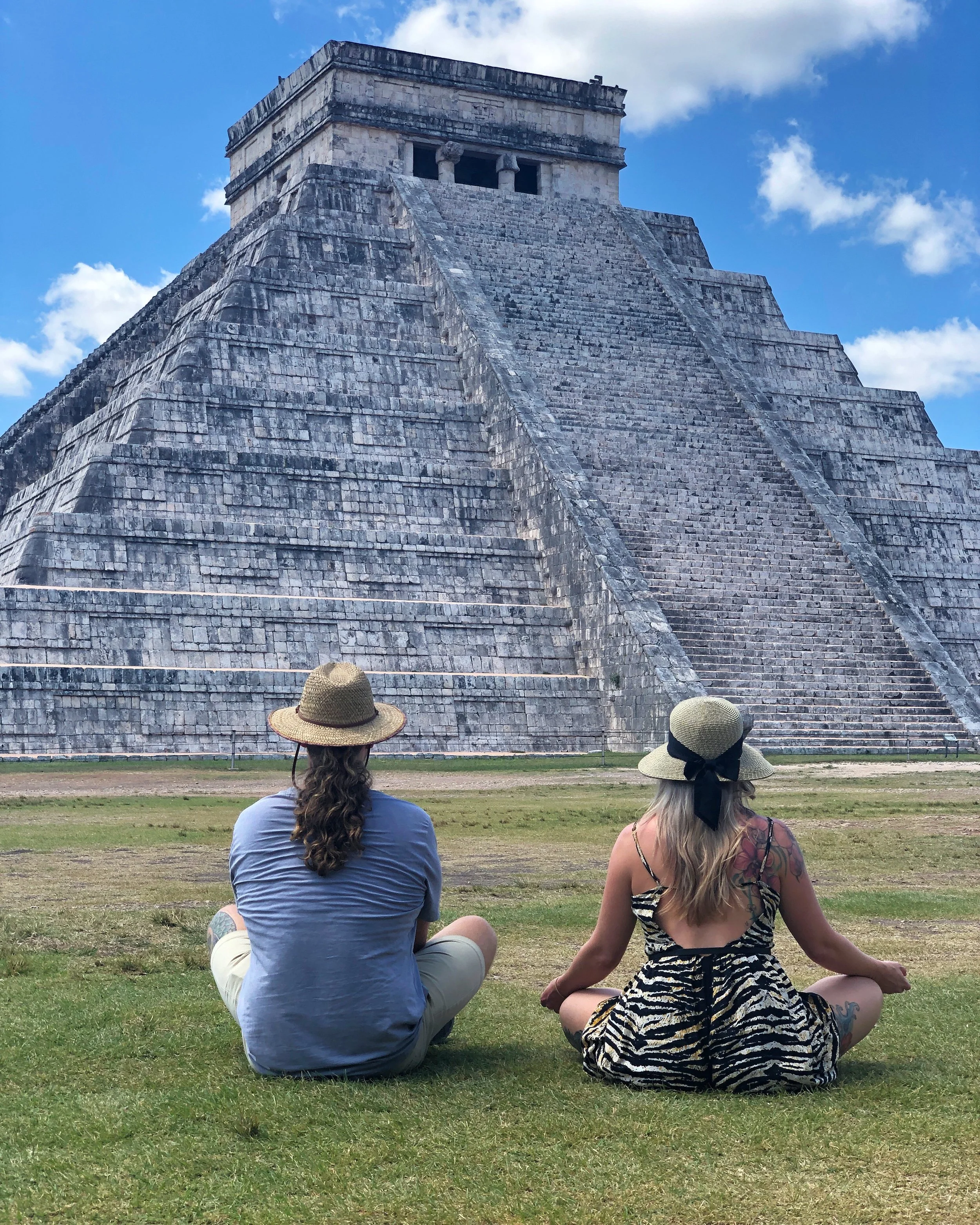 Brit and Jonah admiring the Mayan Temple, Chichen Itza, in the Yucatán Peninsula.