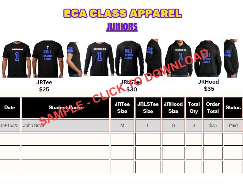 High School Class Shirts Ordering Deadline