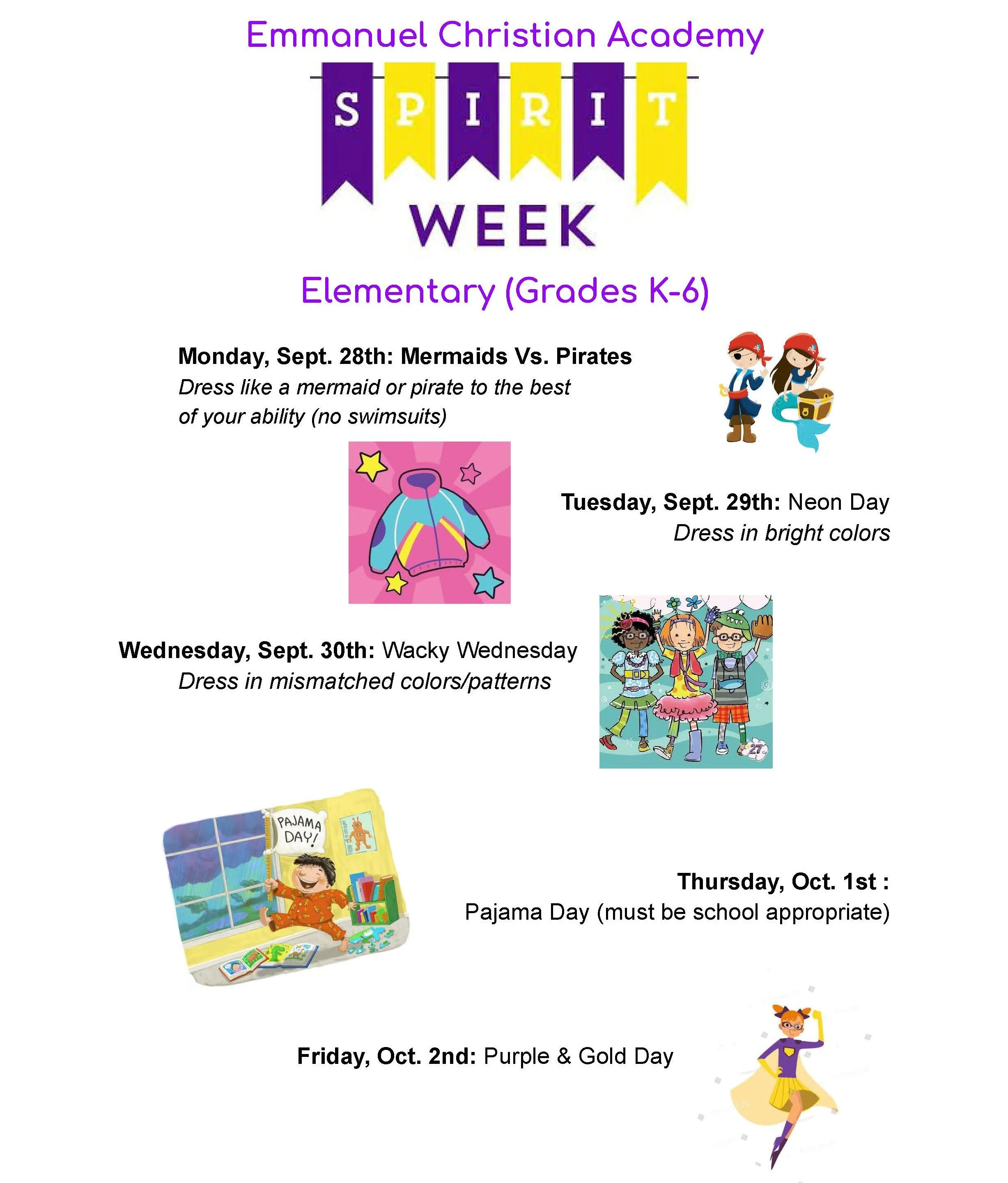 Elementary Spirit Week - Today's Theme: Mermaids vs. Pirates
