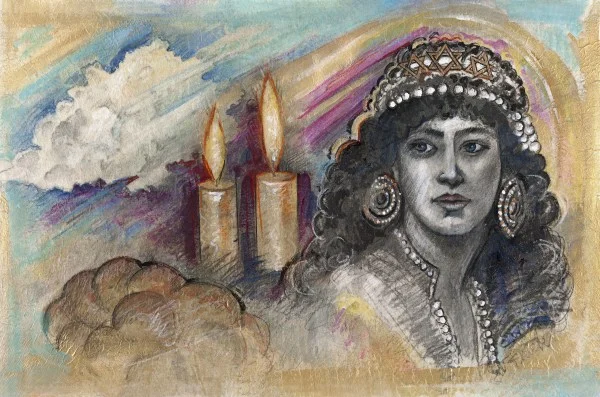 Acrylic, pastel, Prismacolor and irredescent paint on parchment, 2015