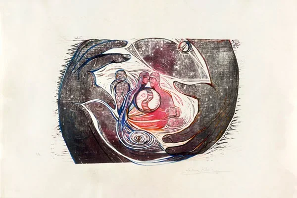 Woodblock print on parchment, 2014