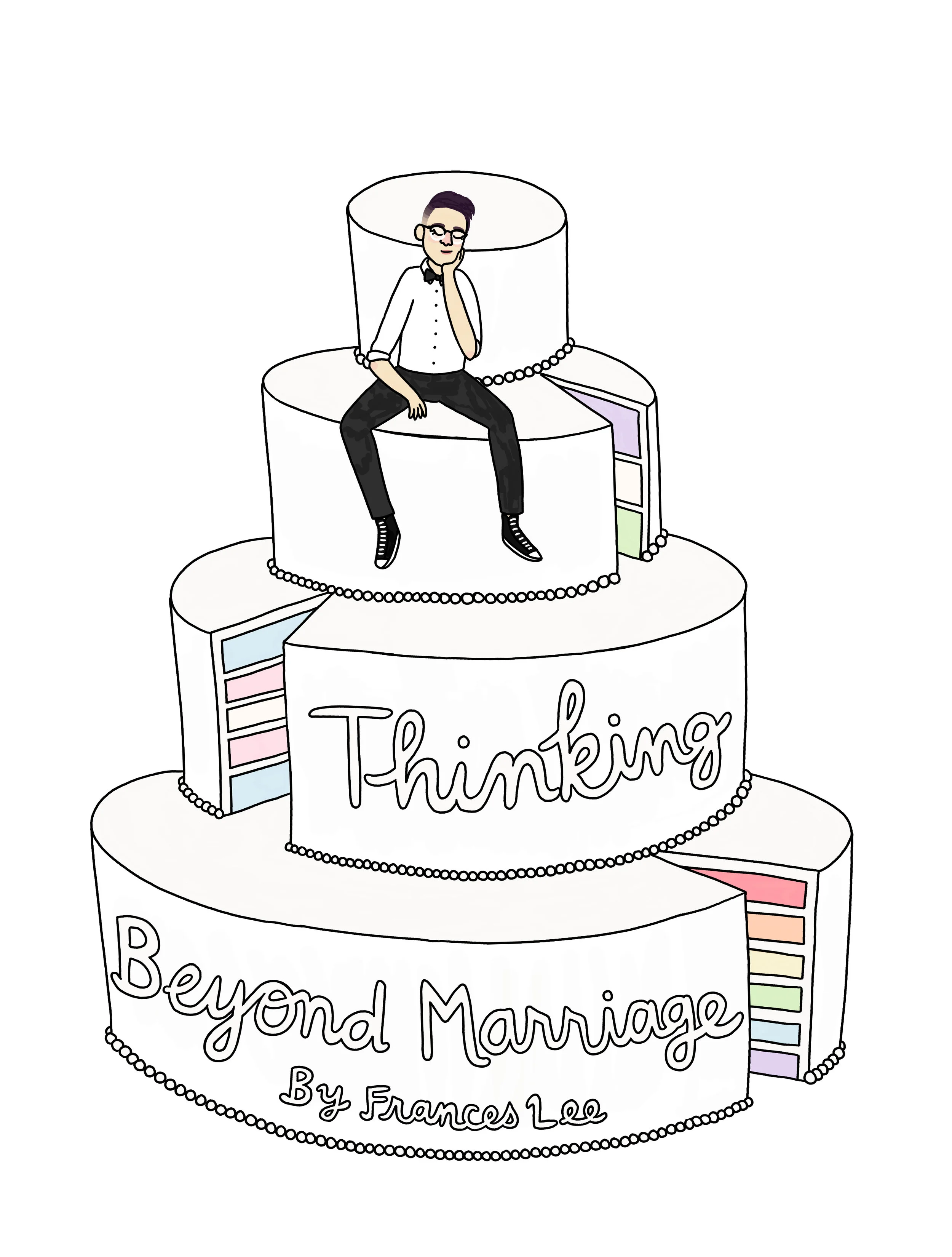  Full page title illustration for “Thinking About Marriage” by Frances Lee. 