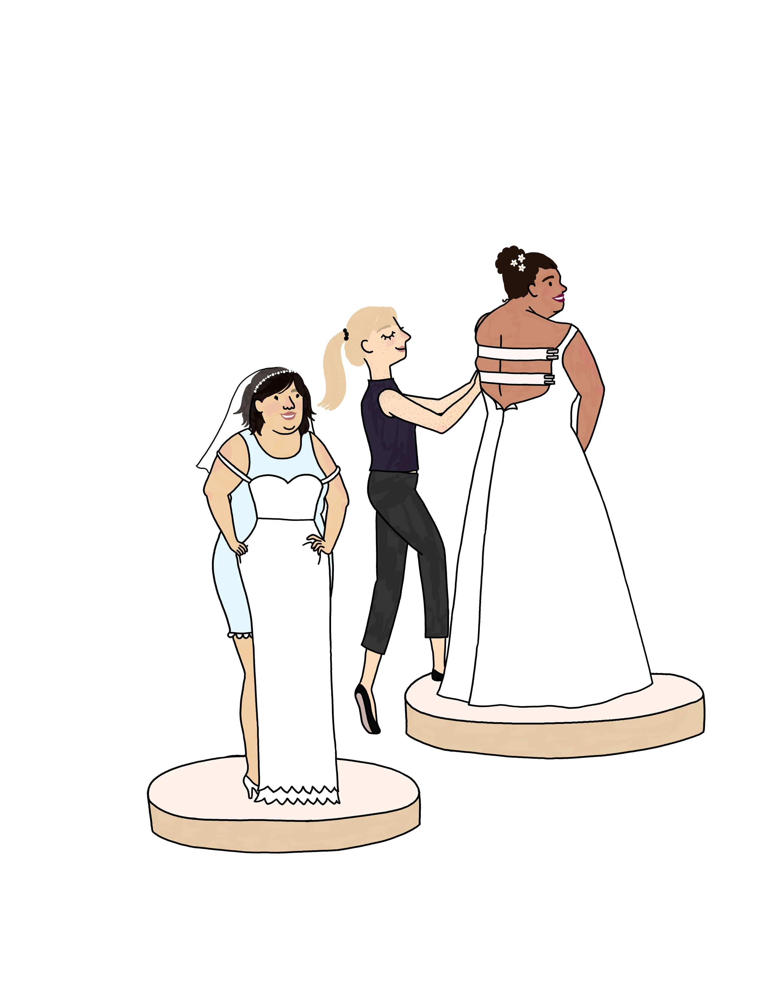  Spot illo for “Intersectional Wedding Planning” by Michelle Avitia — avoiding body shaming section. 