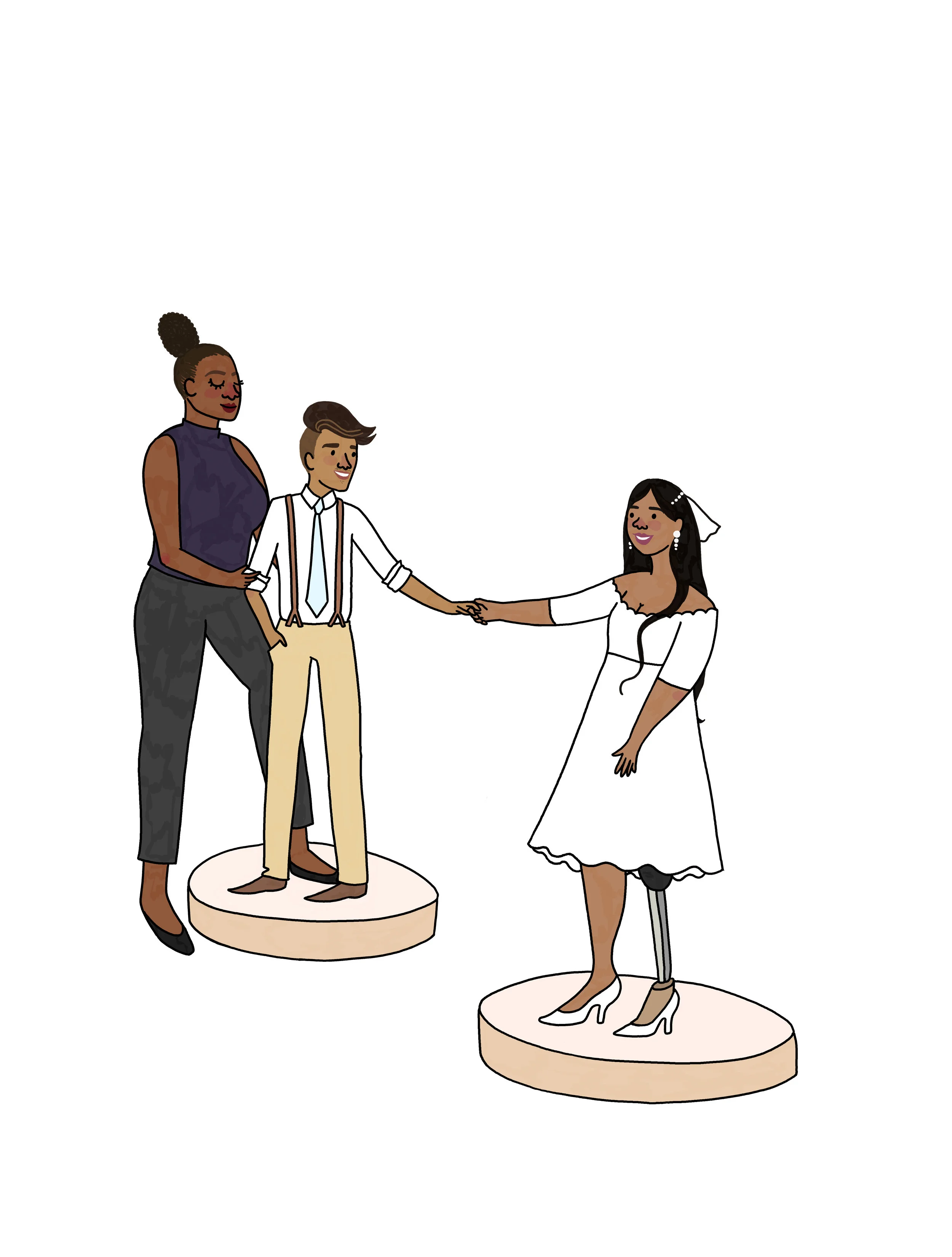 Spot illo for “Intersectional Wedding Planning” by Michelle Avitia — avoiding cisnormative language section. 