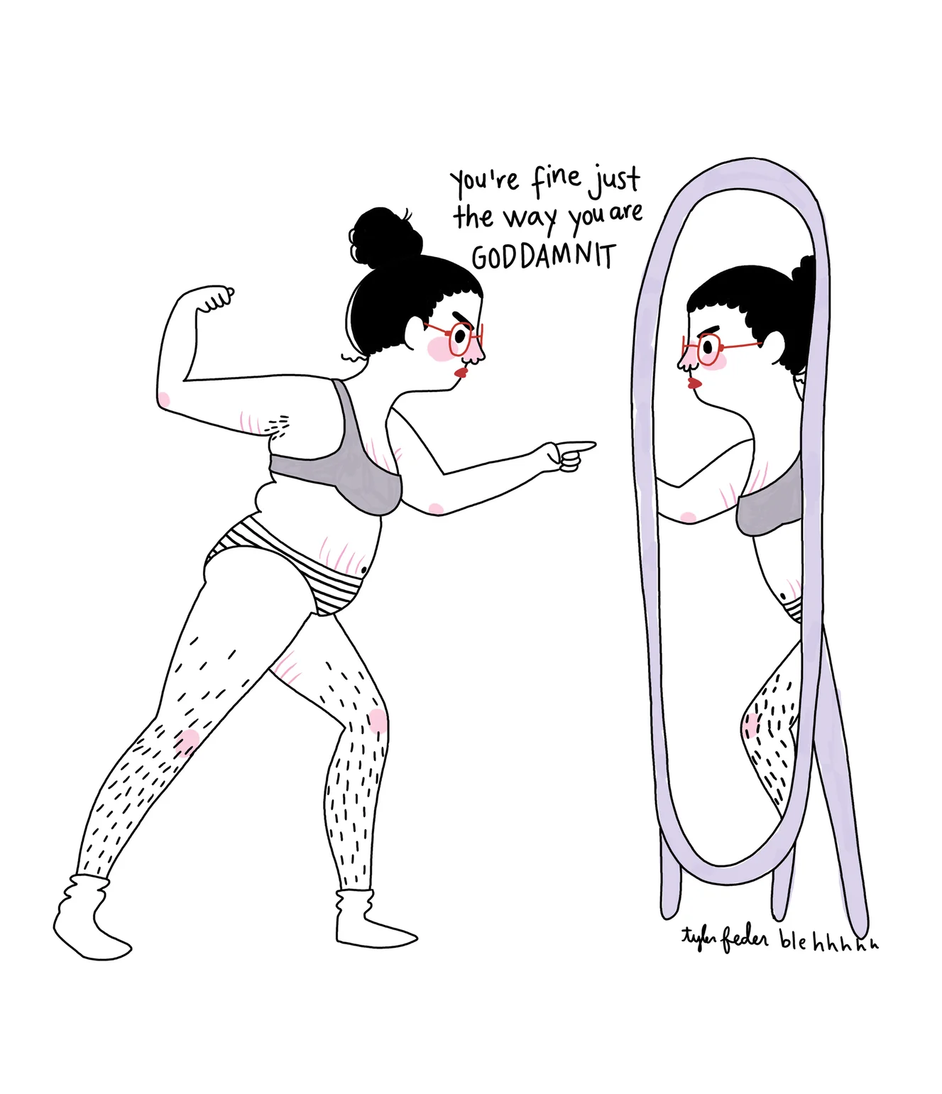  I made this doodle in like 5 minutes on a bad body image day.  It shows how the path to self love is super hard sometimes!! 