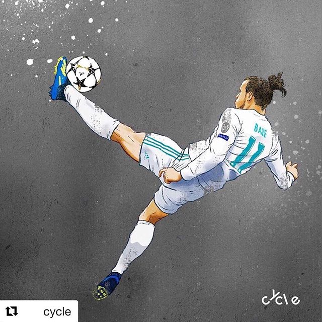 A year ago, this epic kick by @garethbale11 @realmadrid ! @championsleague 
Many thanks to @wavy_walia for the art direction and opportunity.🙏 #插畫 #藝術 #art #illustration #illustrator #football #brfootball #realmadrid #garethbale #concept #sport #por