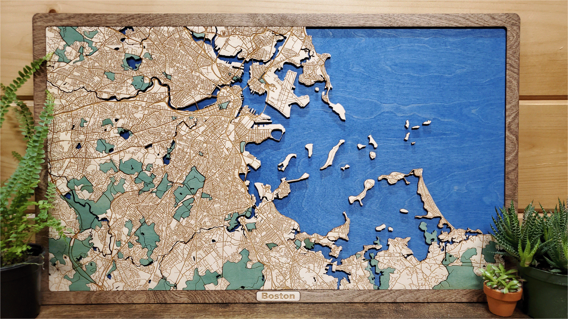 Wooden Map of Boston, Massachusetts — WoodScape Maps - 3D Wood Maps