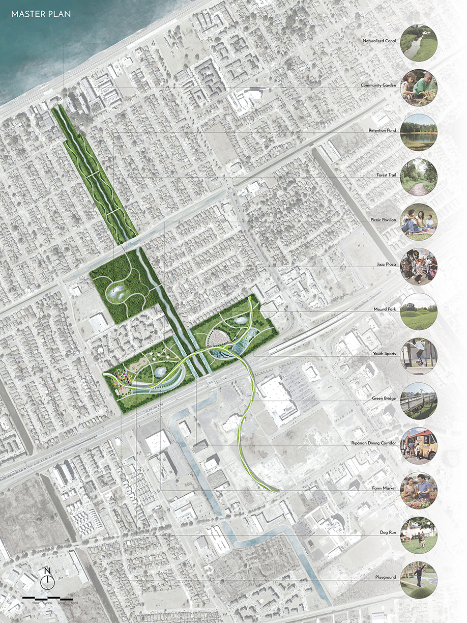 Master plan of abandoned concrete lots transformation