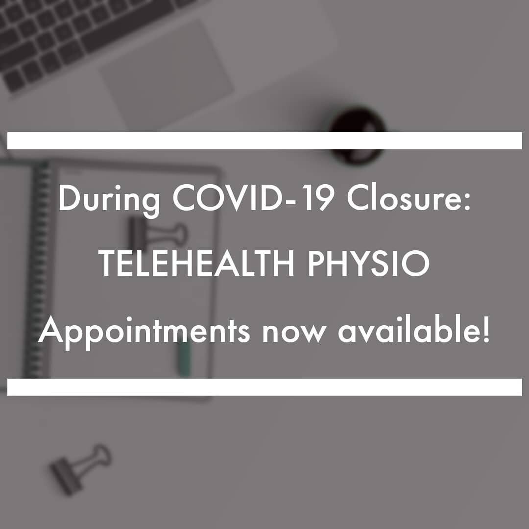📌DURING COVID-19 CLINIC CLOSURE:

Telehealth Physio Appointments now available!💻 There is currently no better time to be using telehealth - from the comfort of your own home 🏠 and staying compliant with social distancing!

How does it work?

1- Bo