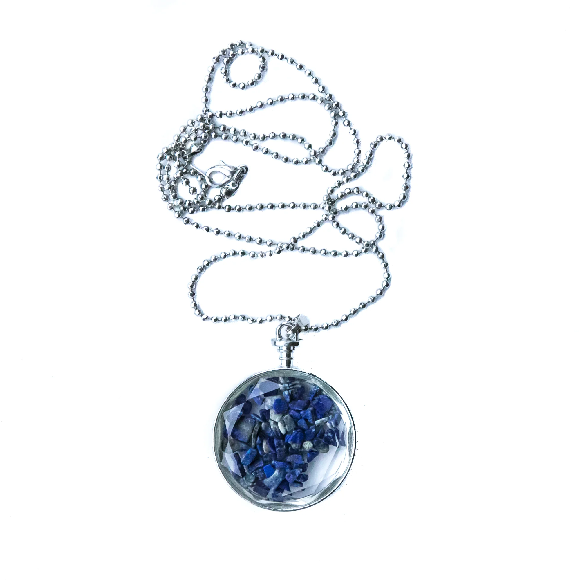 Blue Lapis Lazuli option on sparkling Silver Chain: $90
