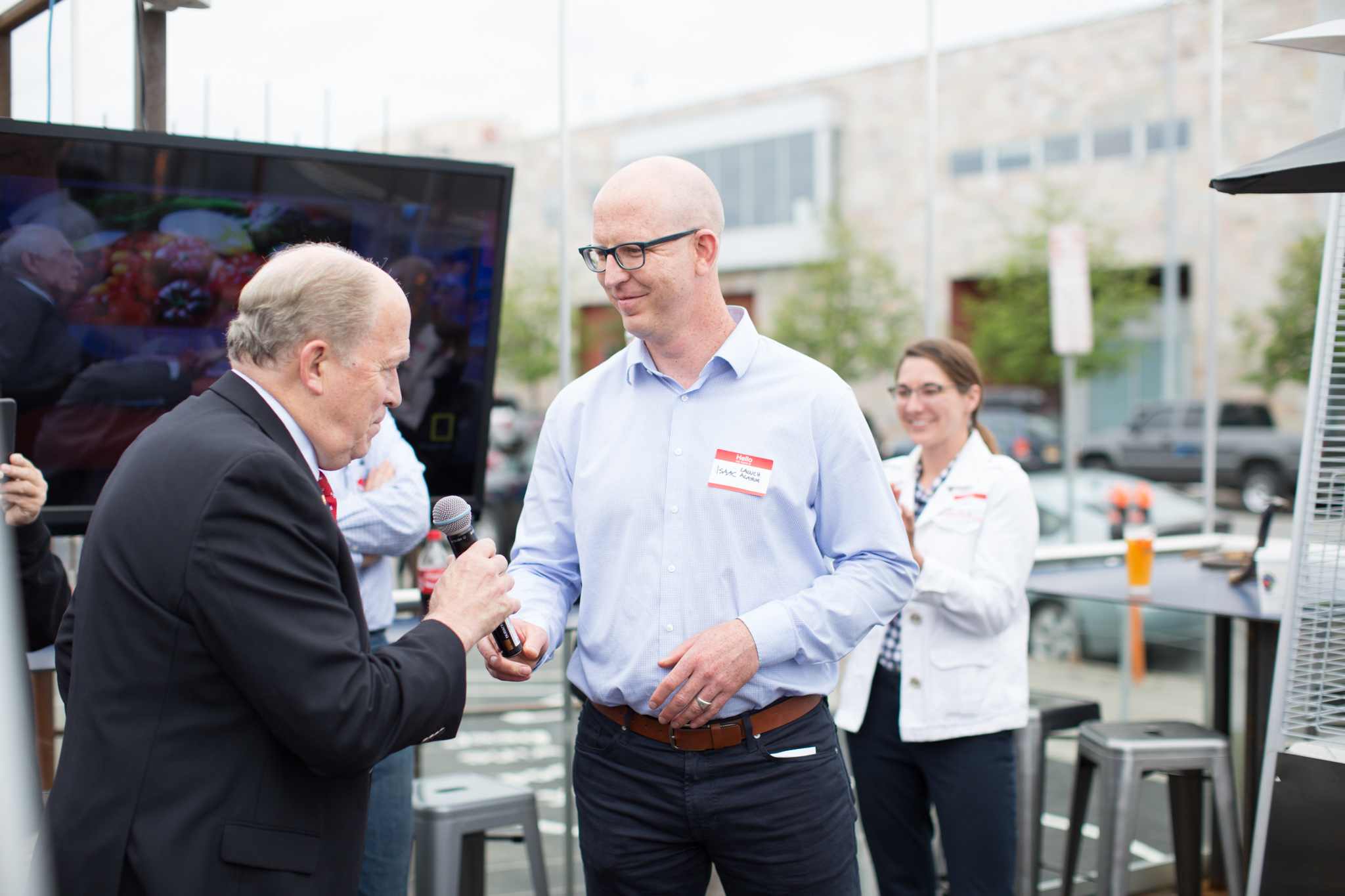 Isaac Vanderburg introduces Gov. Bill Walker at a 2017 Launch Alaska event. (Photo courtesy of Launch Alaska)