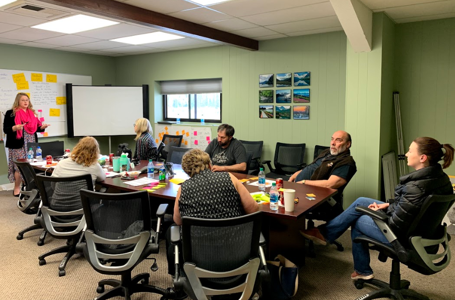 Julia Casey, entrepreneur specialist at the Center for Economic Development, leads the discussion during the Ideas to Dollars workshop in Kenai.
