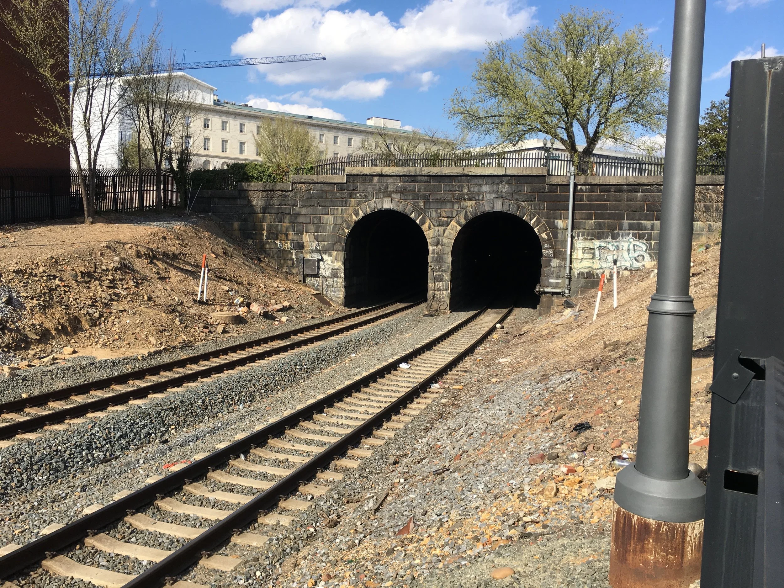 The two chambered First Street Tunnel opens by the DNC Headquarters and proceeds underground on to Union Station. Photo: Elliot Carter