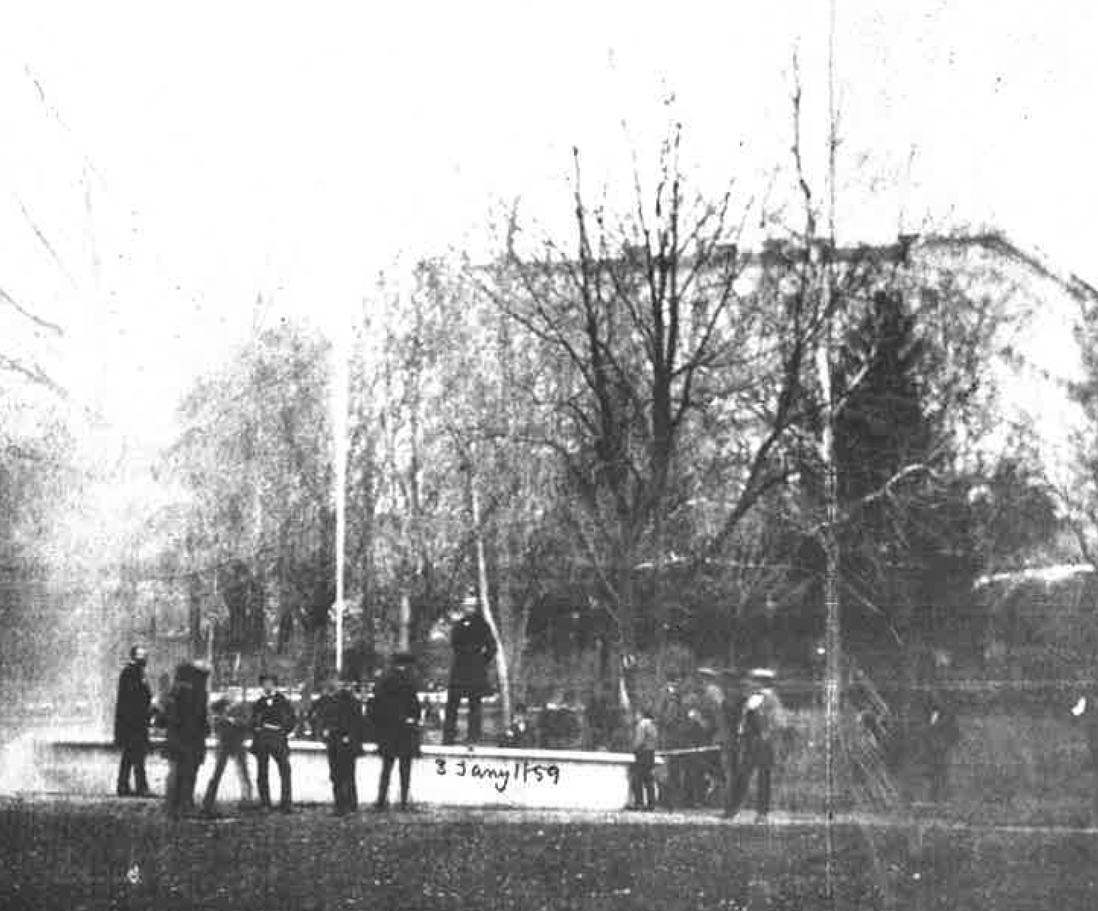 Montgomery Meigs stands atop one of the fountains that he believed would cool the air and aid public health. Photo: Army Corps of Engineers/Public Domain