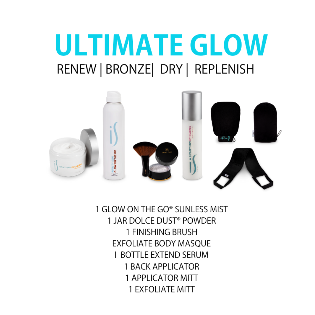 Infinity Sun: Ultimate Glow Tanning Bundle u2014 Esthetiques Skin Spa