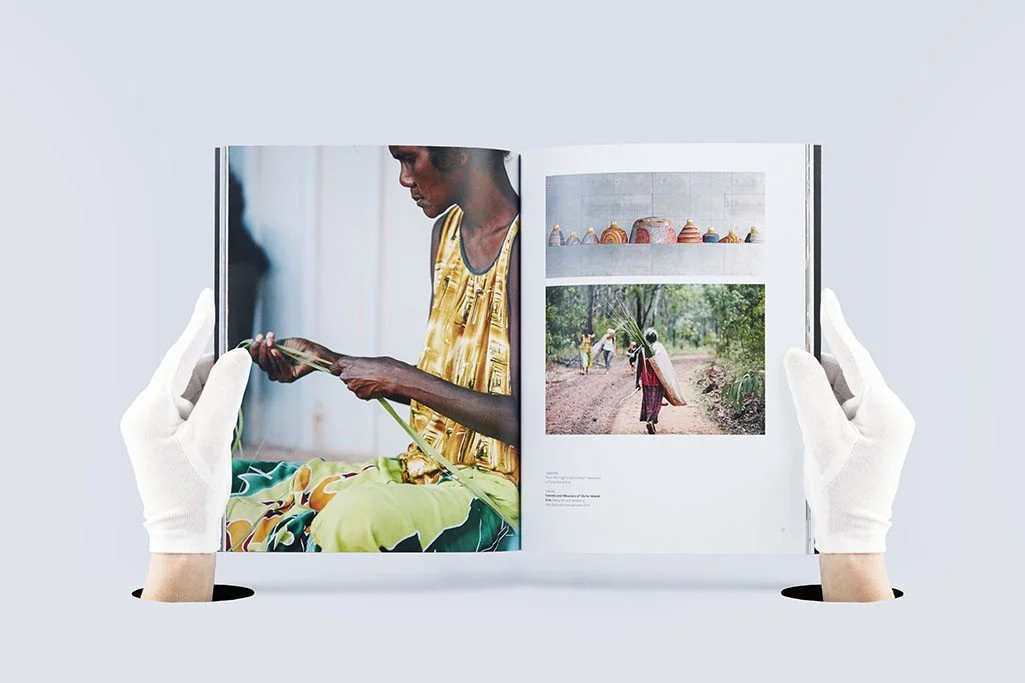 Pages from Rigg Design Prize showing Elcho Island Weavers (NT).