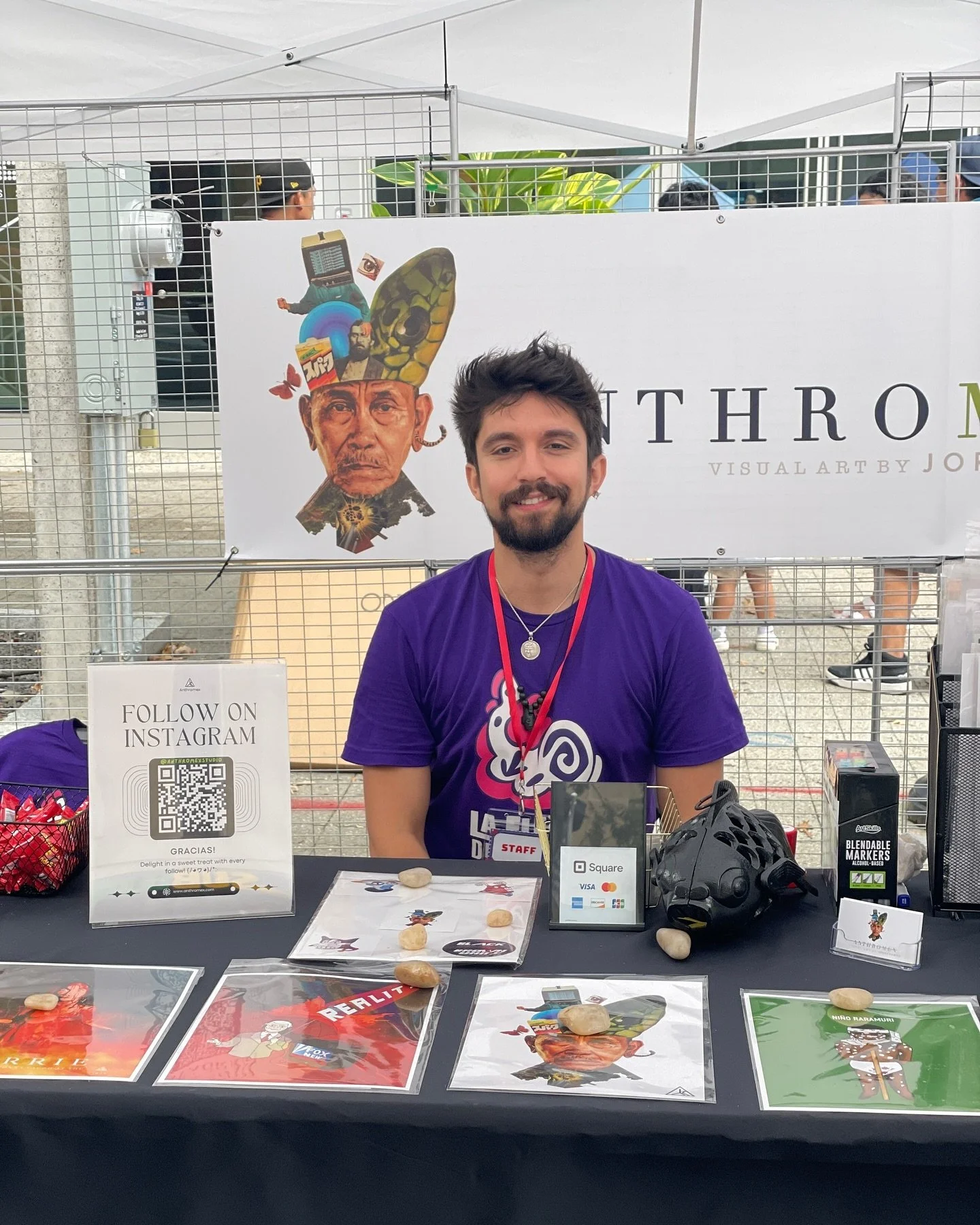 Anthromex Studio&rsquo;s first ever art booth was a success 🧗🏽🌈✨ ! Thank you to everyone that came out and showed me: a local undocumented queer artist some love 💕 at @el.pueblo.inc &lsquo;s 30th annual Fiesta del Pueblo. I&rsquo;m so grateful fo