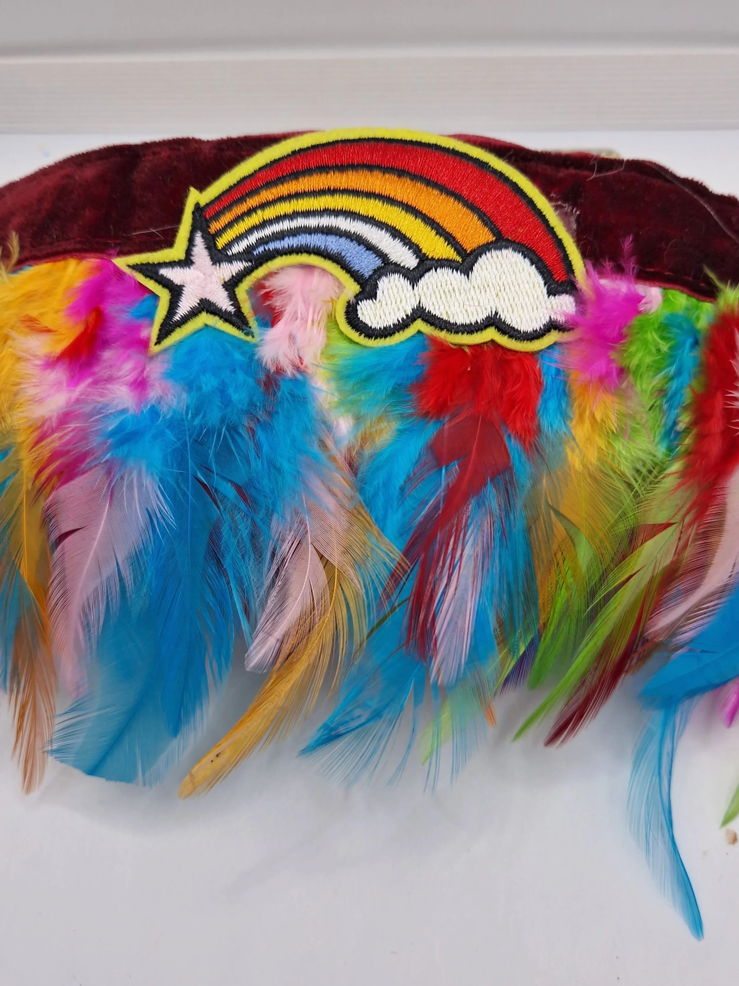 Rainbow Burst Feather Collar Frill