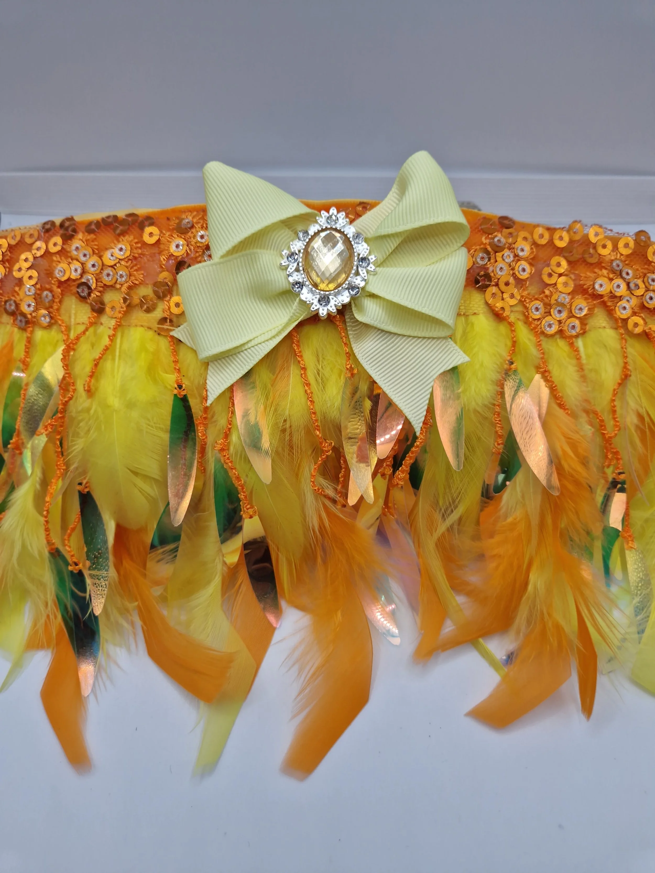 Yellow Feathered Glam Collar Frill