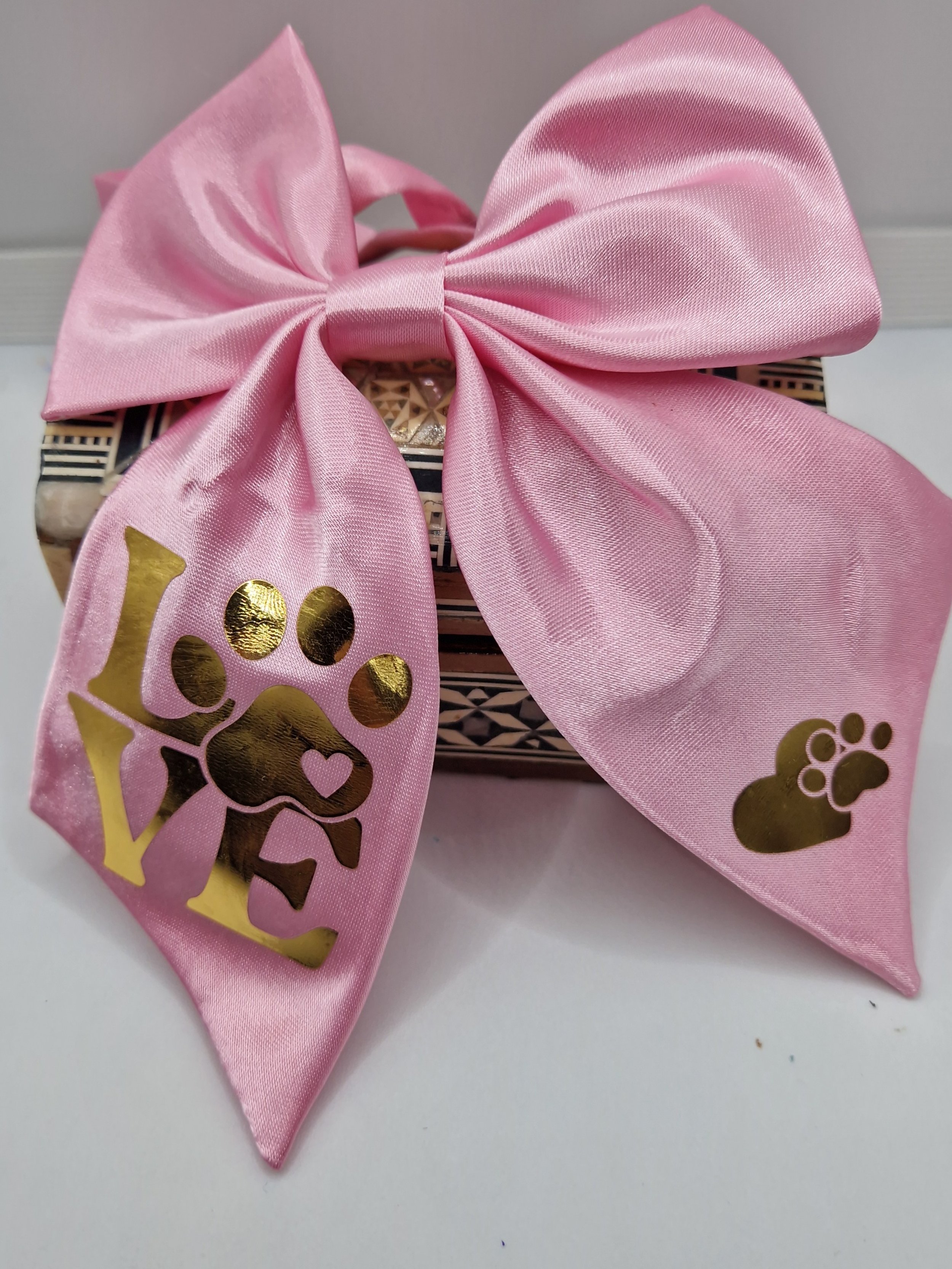 'Paw-sitive Love' Pink Satin Dog Bow