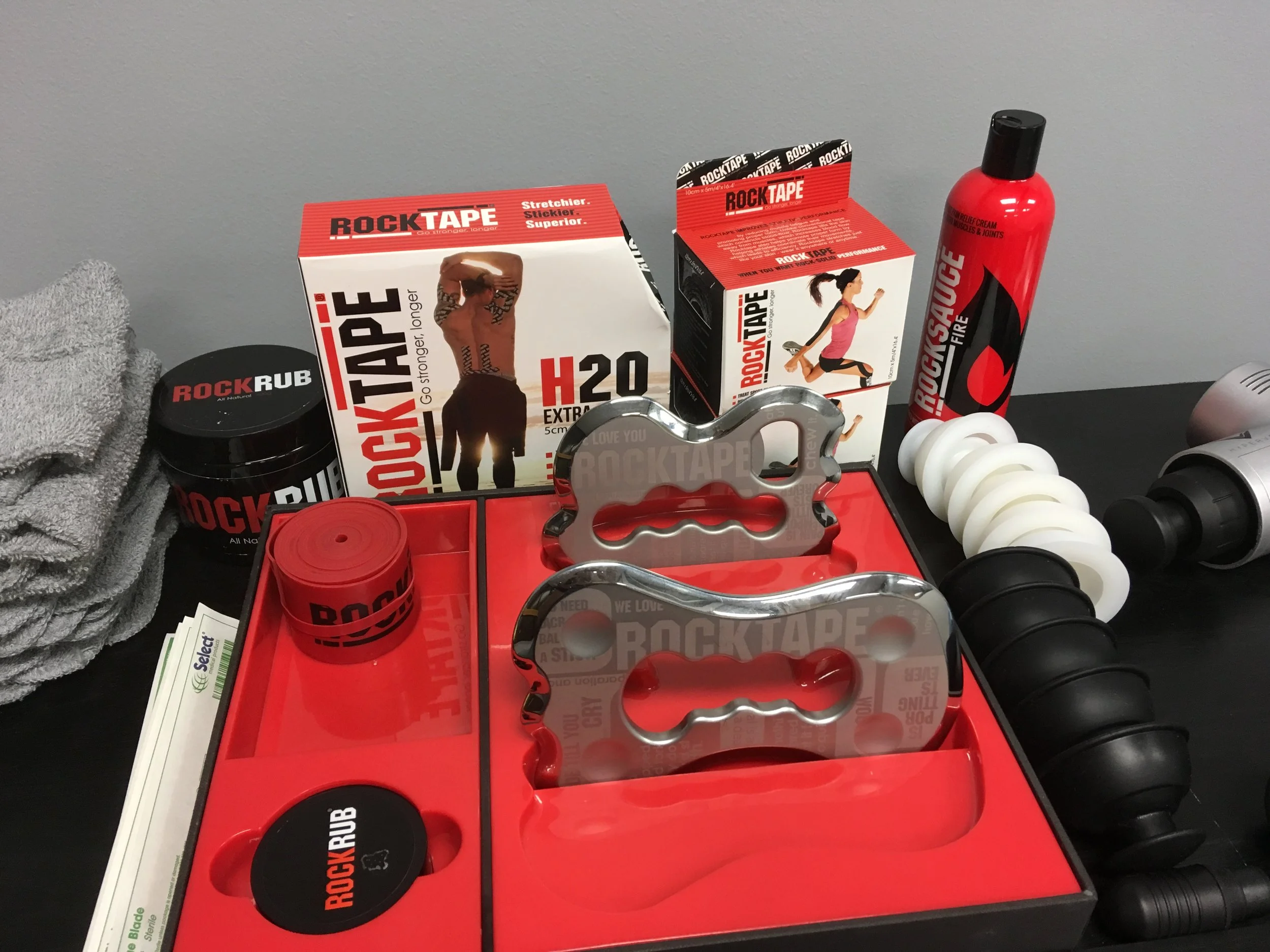  Tools of the trade. Our office proudly uses Rocktape tools and tape! 