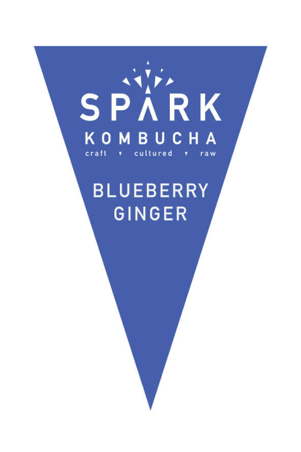 Filtered water, organic white tea, organic black tea, organic kombucha culture, organic cane sugar, organic blueberry juice, organic ginger juice.