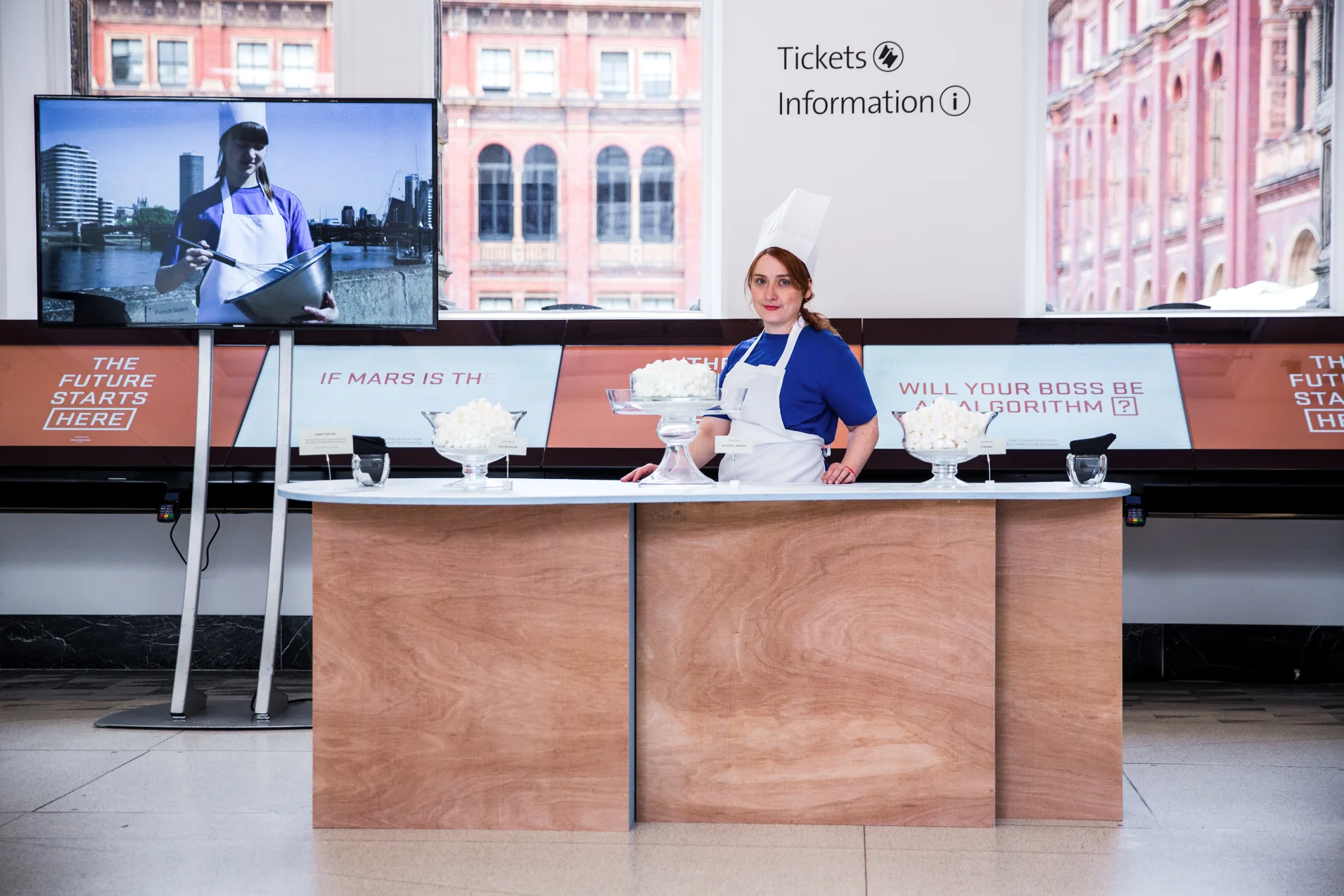 ‘Smog Tasting’ - Meringue with freshly harvested air pollution. Four Food Futures, 2018. Creative direction of four food installations for The Center for Genomic Gastronomy in collaboration with V&A and Rocket Food. Photo by Thomas Alexander Photography/V&A.