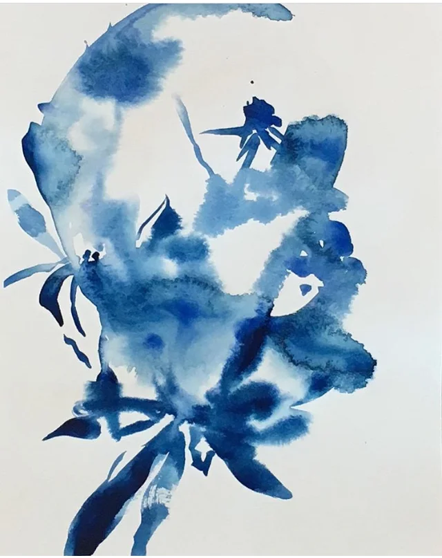 Floral Abstraction, Indigo