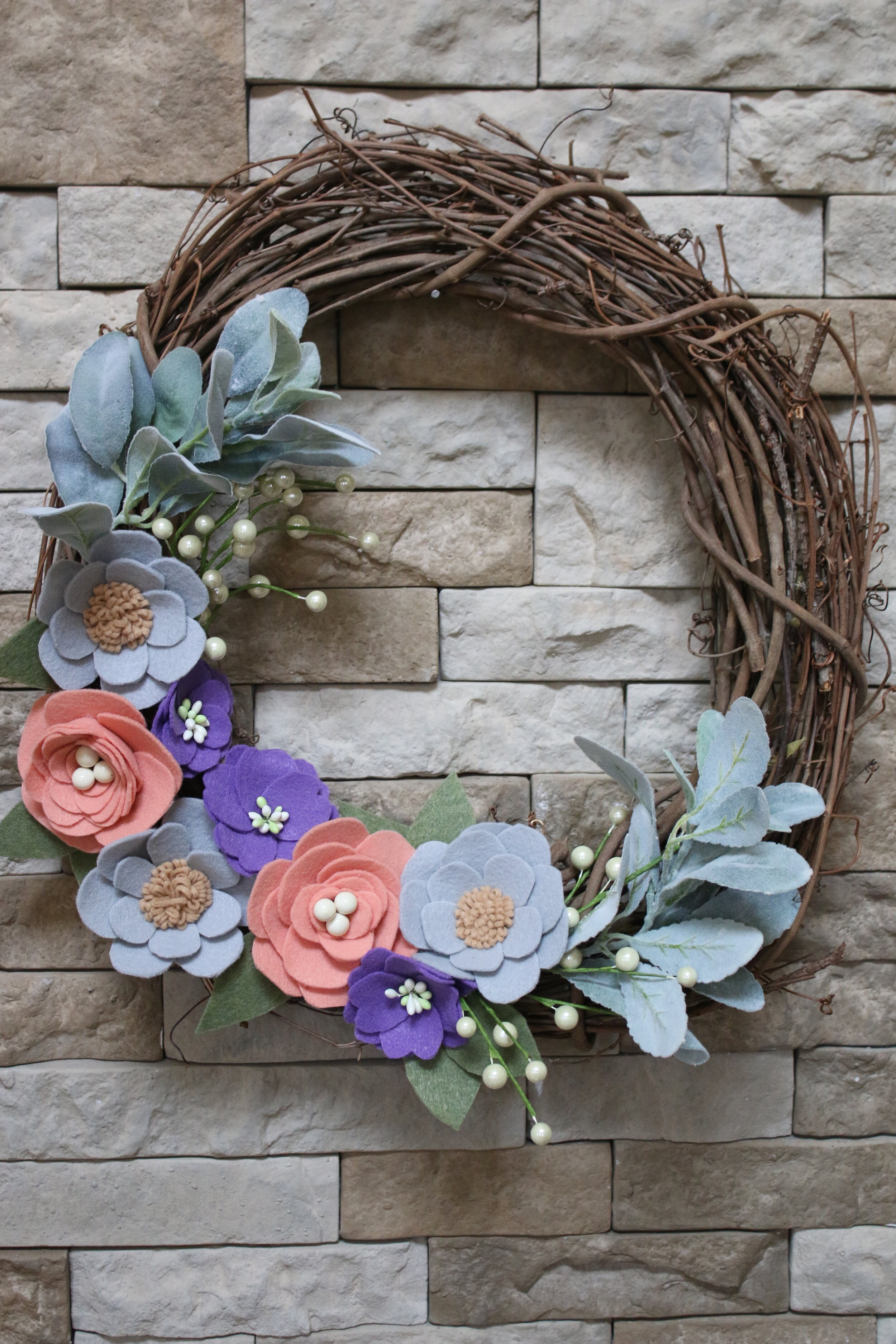 Felt flower wreath