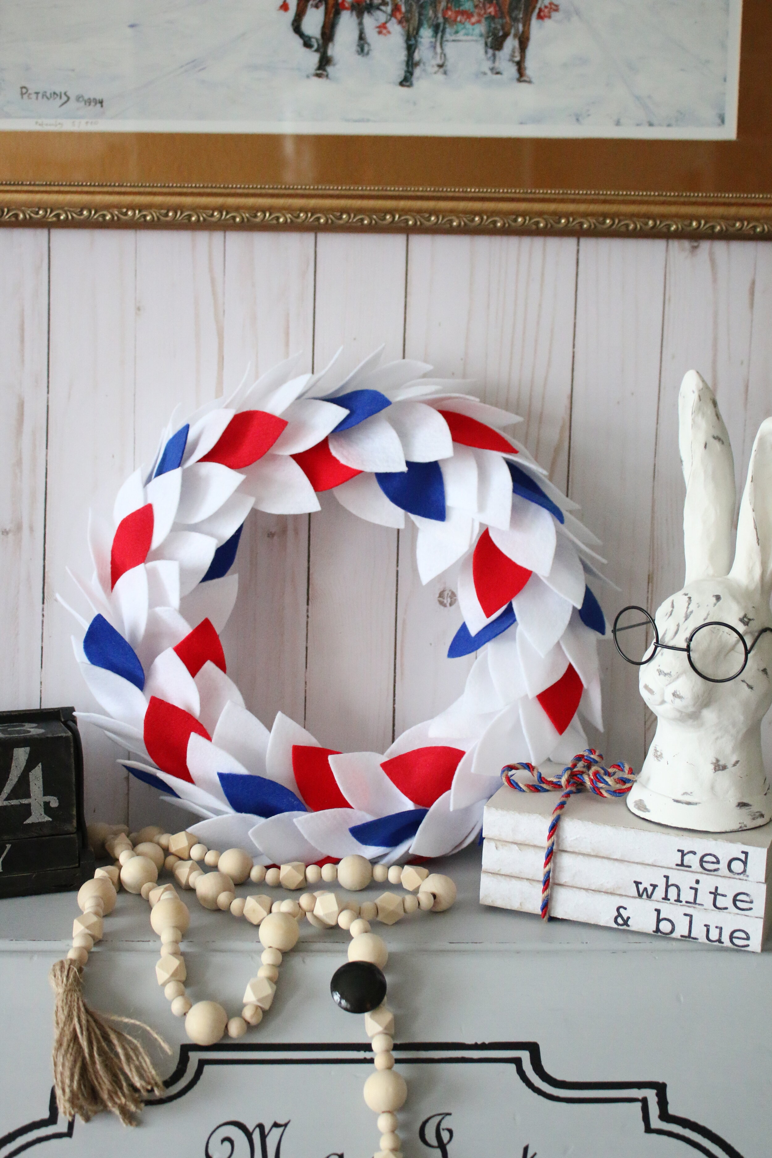 "Red, White &amp; Blue" felt wreath