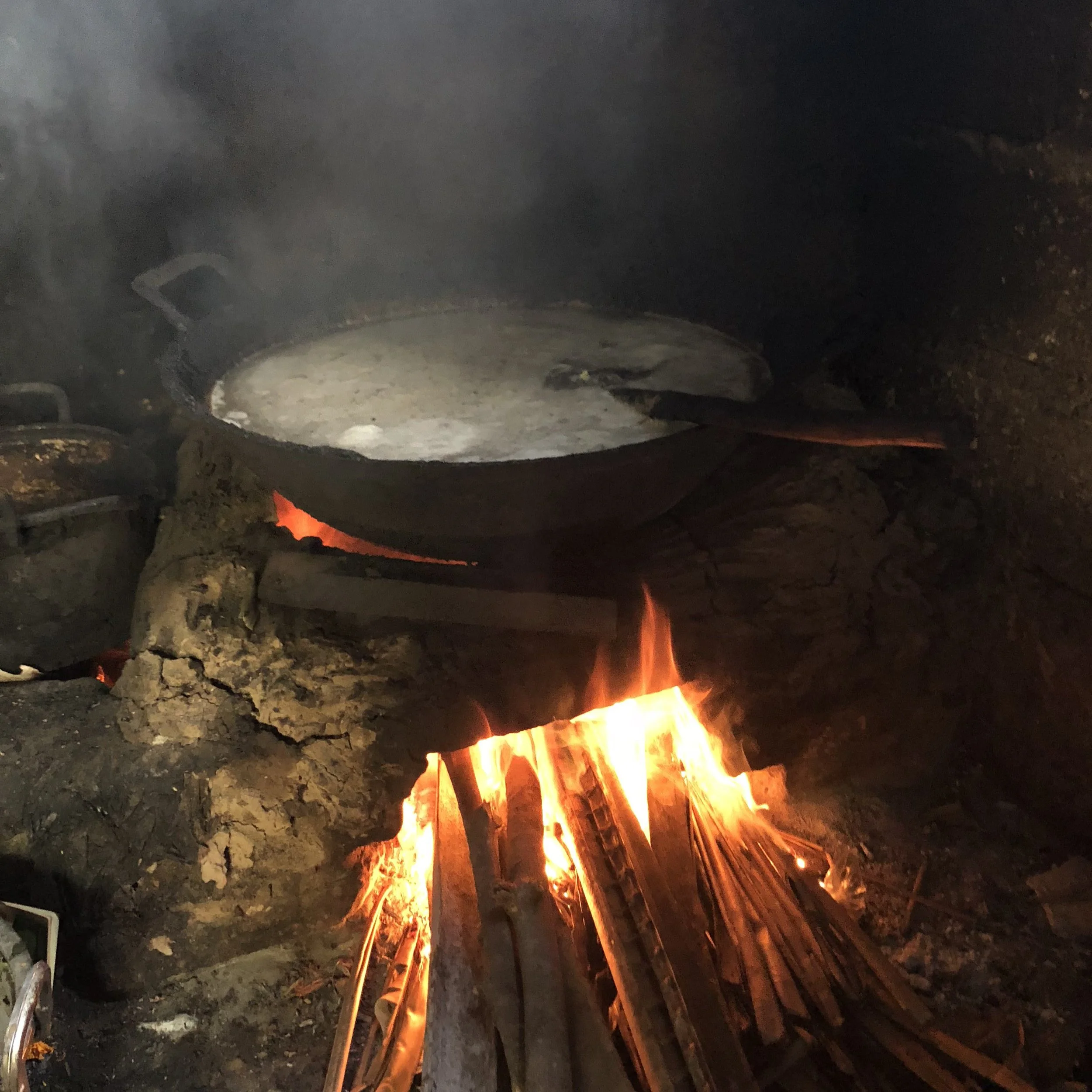 Coconut nectar boiling away.