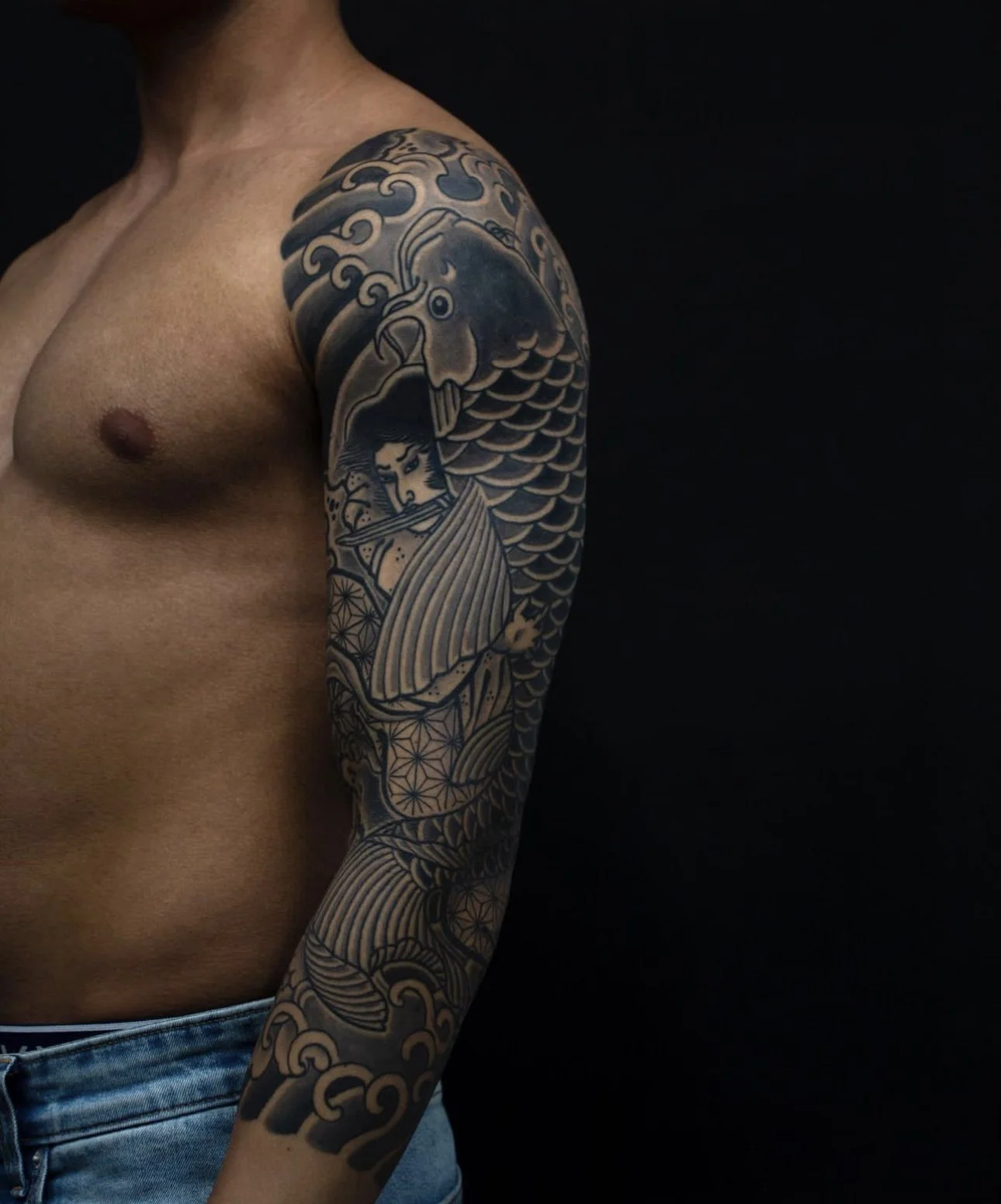 japanese-koi-sleeve-black-grey-tattoo-auckland-sunset-tattoo.jpeg
