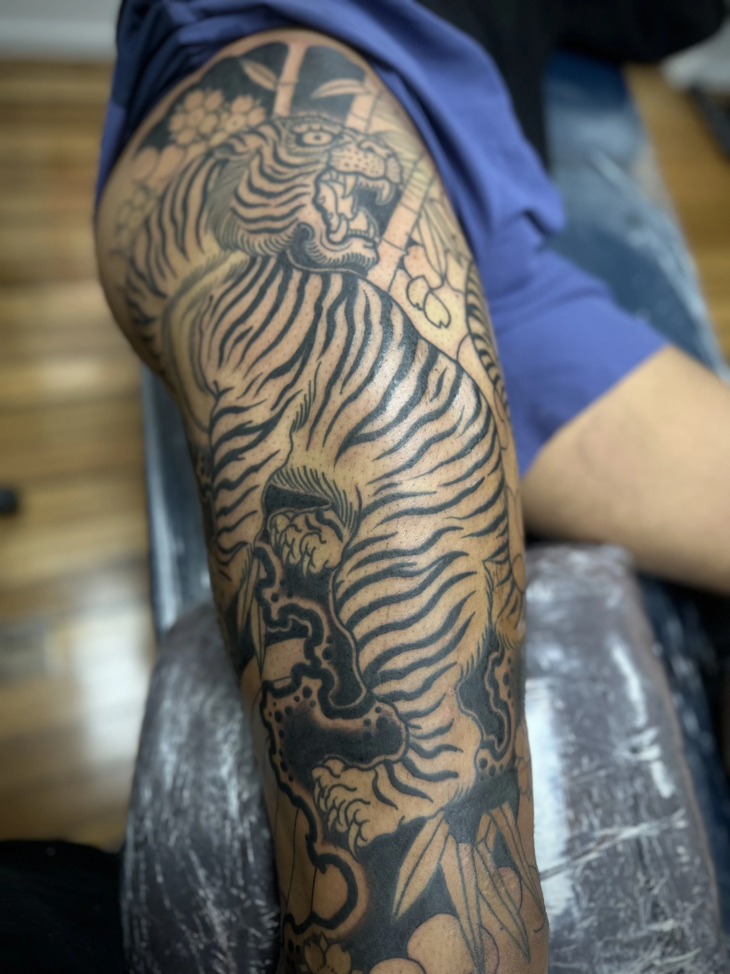 Starting a Tiger Sleeve with Bamboo and Sakura