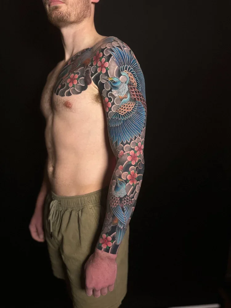 japanese-tui-arm-sleeve-tattoo-auckland-sunset-tattoo-1.webp