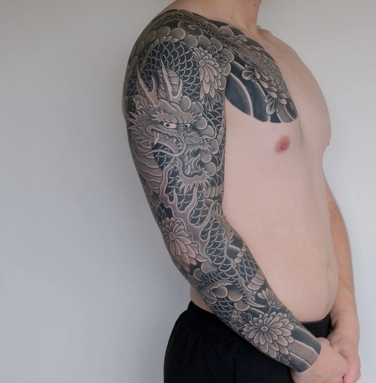 Japanese Dragon Arm Sleeve Tattoo
