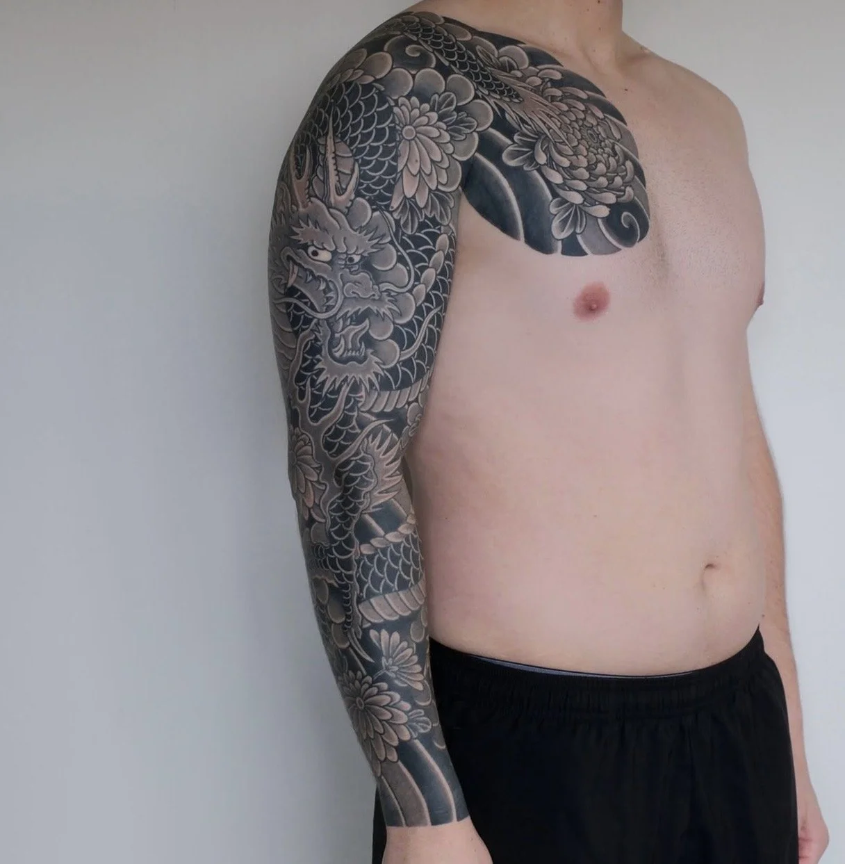 Japanese Dragon Arm Sleeve Tattoo