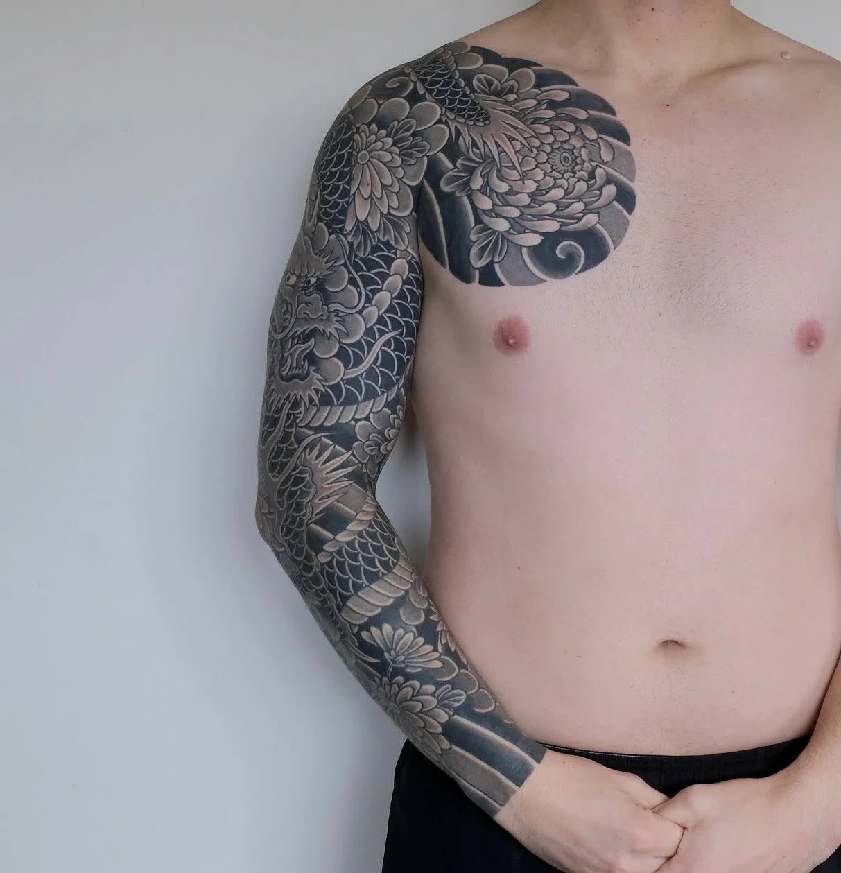 Japanese Dragon Arm Sleeve Tattoo