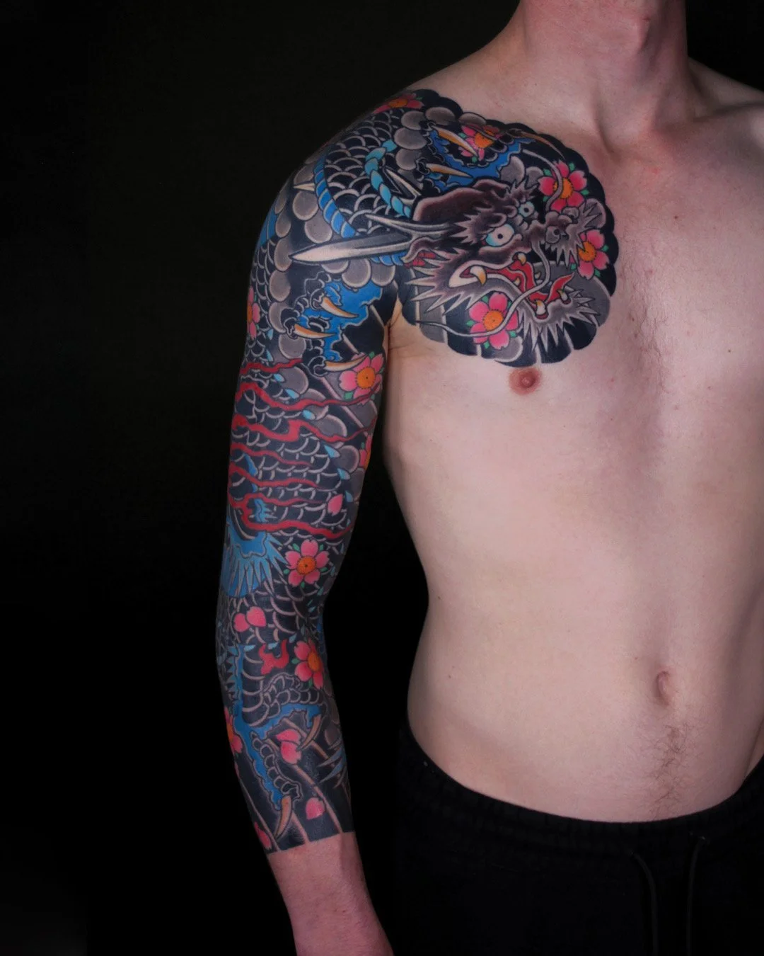Japanese Dragon Arm Sleeve Tattoo by TomTom at Sunset Tattoo in Auckland, New Zealand