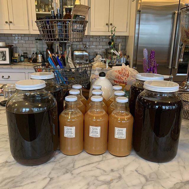 Some of my &ldquo;fruits of labor&rdquo; for today!!! #fermented #gingerbeer and #elderberrysyrup. It goes VERY fast these days. I am keeping up though so we are good. 👏🤗