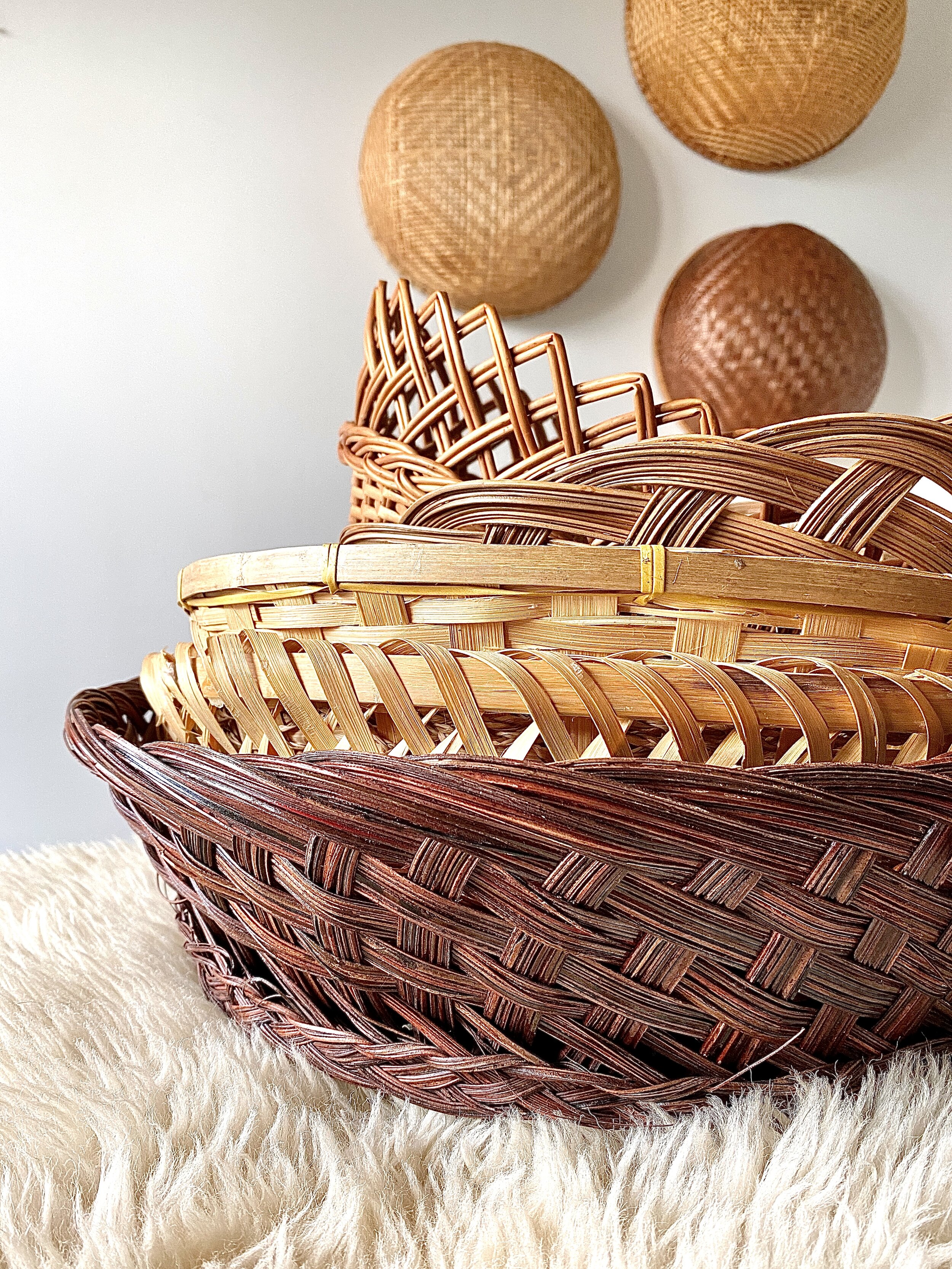 Vintage Wall Basket Set of 9