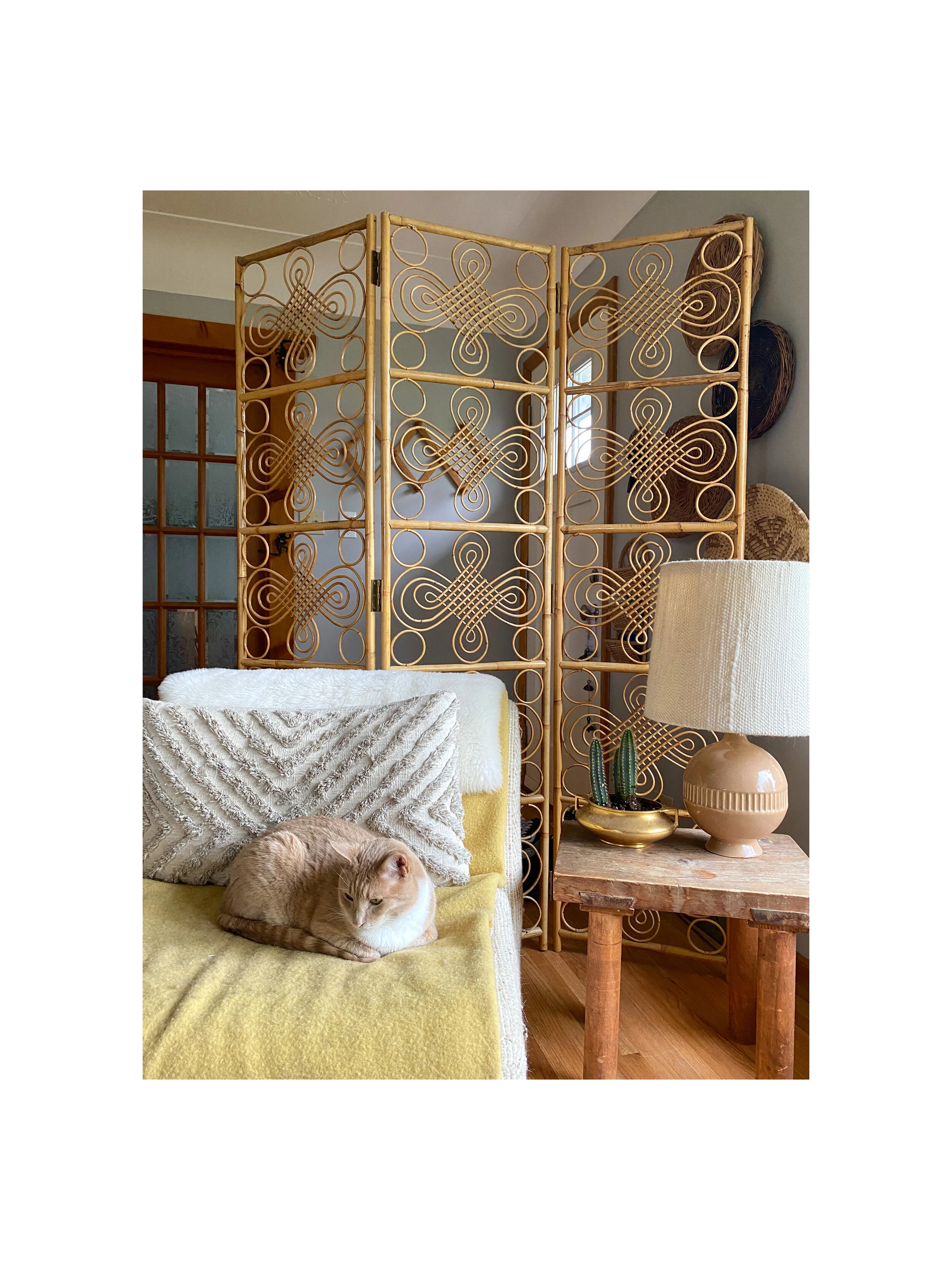 Vintage Rattan Room Divider