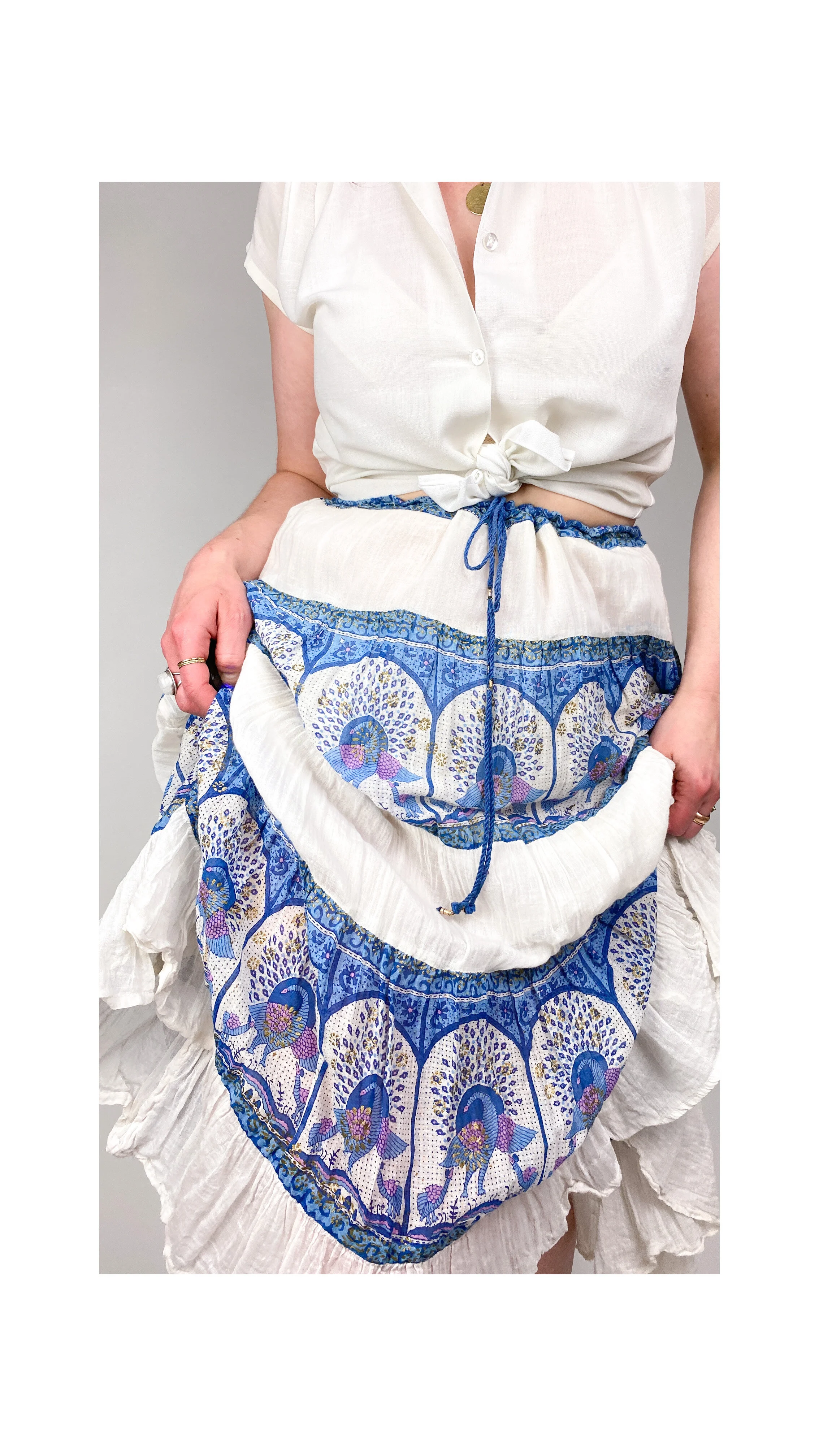 Vintage Cotton Gauze Midi Skirt (38)