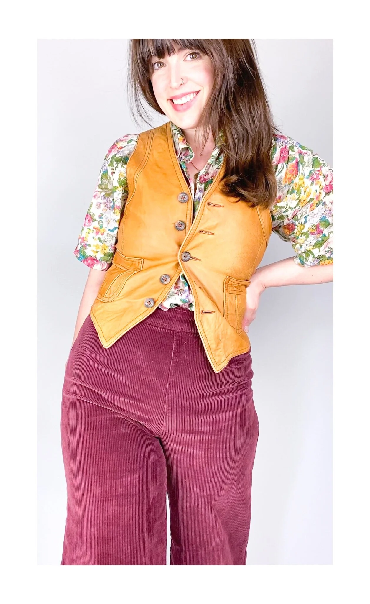 Golden Brown Vintage Leather Vest