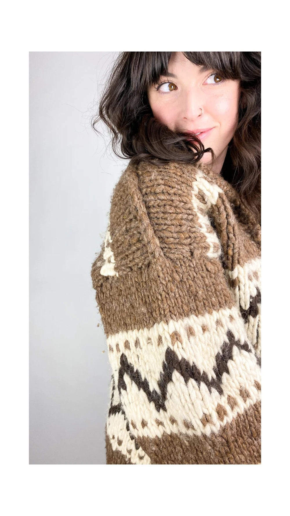 Vintage Cowichan Style Chestnut Sweater Wild Ways Vintage