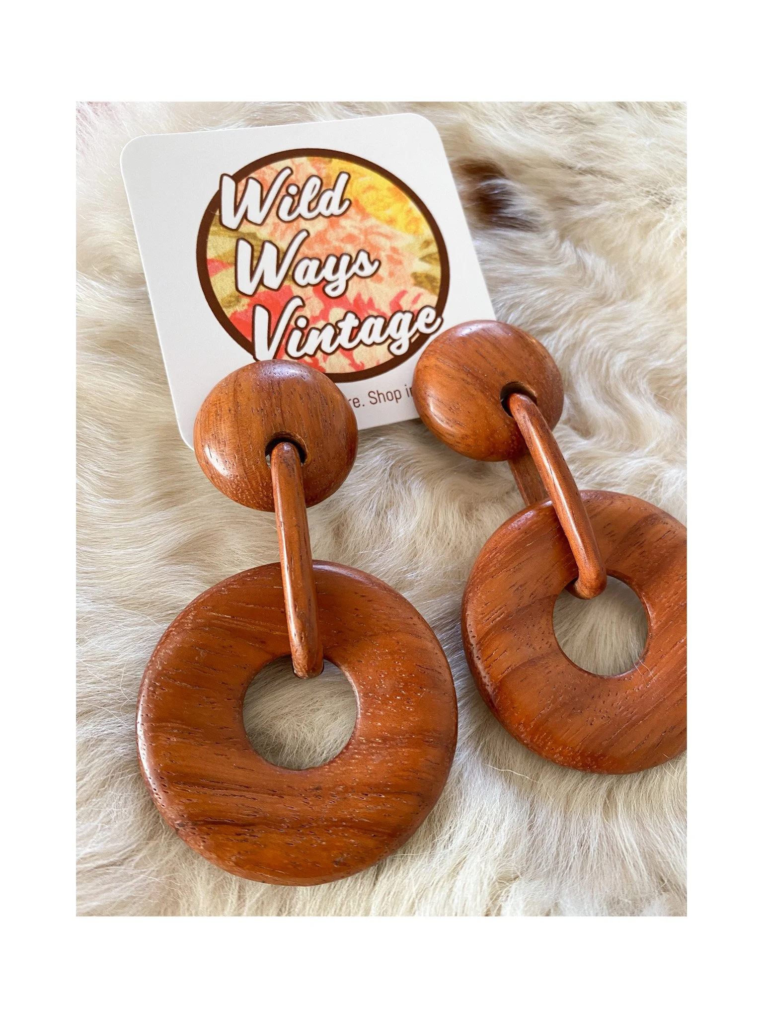 Vintage Clip on Wooden Earrings