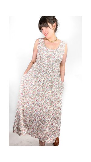 Vintage 90s Floral Papillon Maxi Dress
