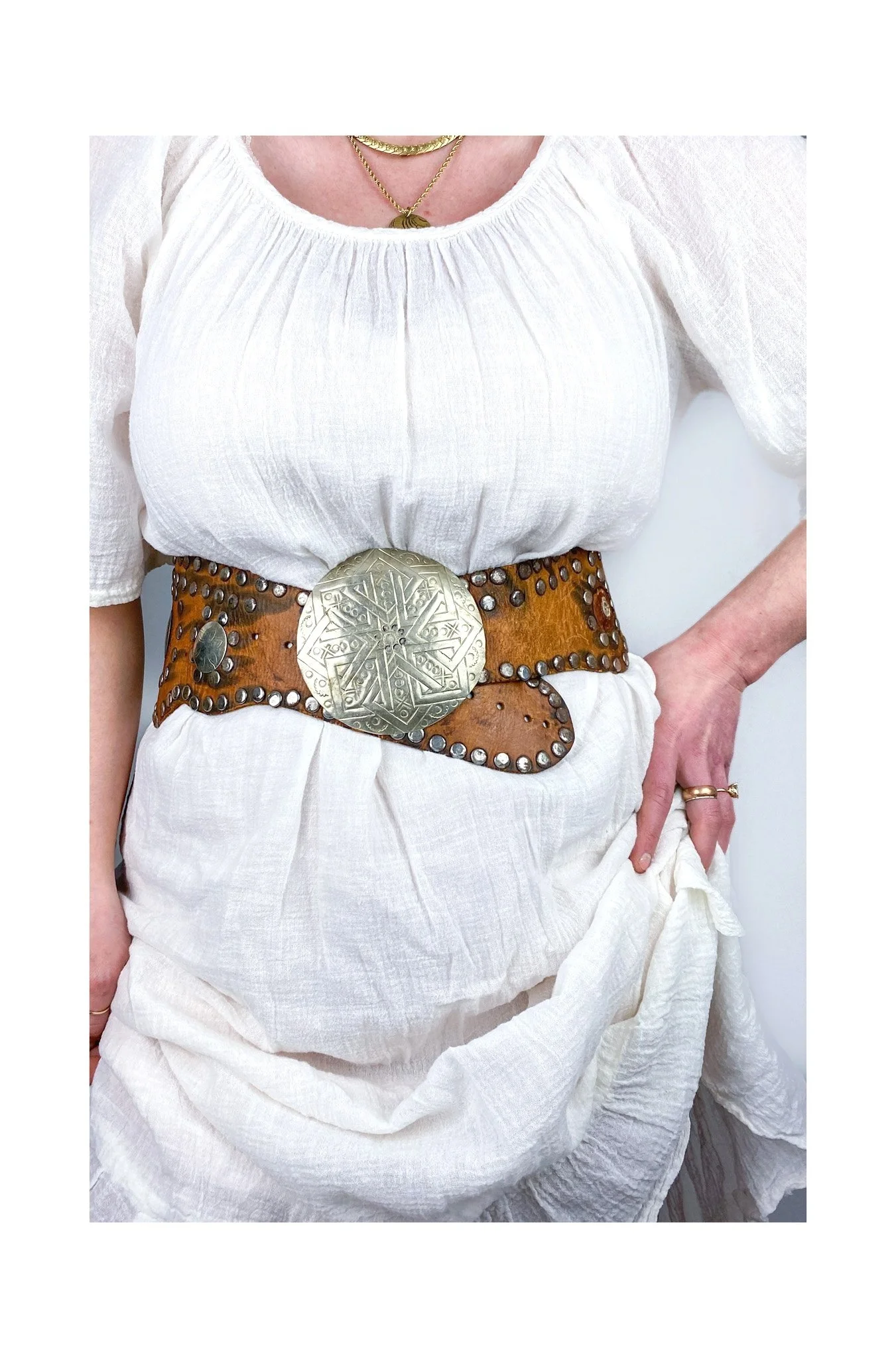 Vintage Moroccan Studded Statement Belt (28 - 35 inch waist)
