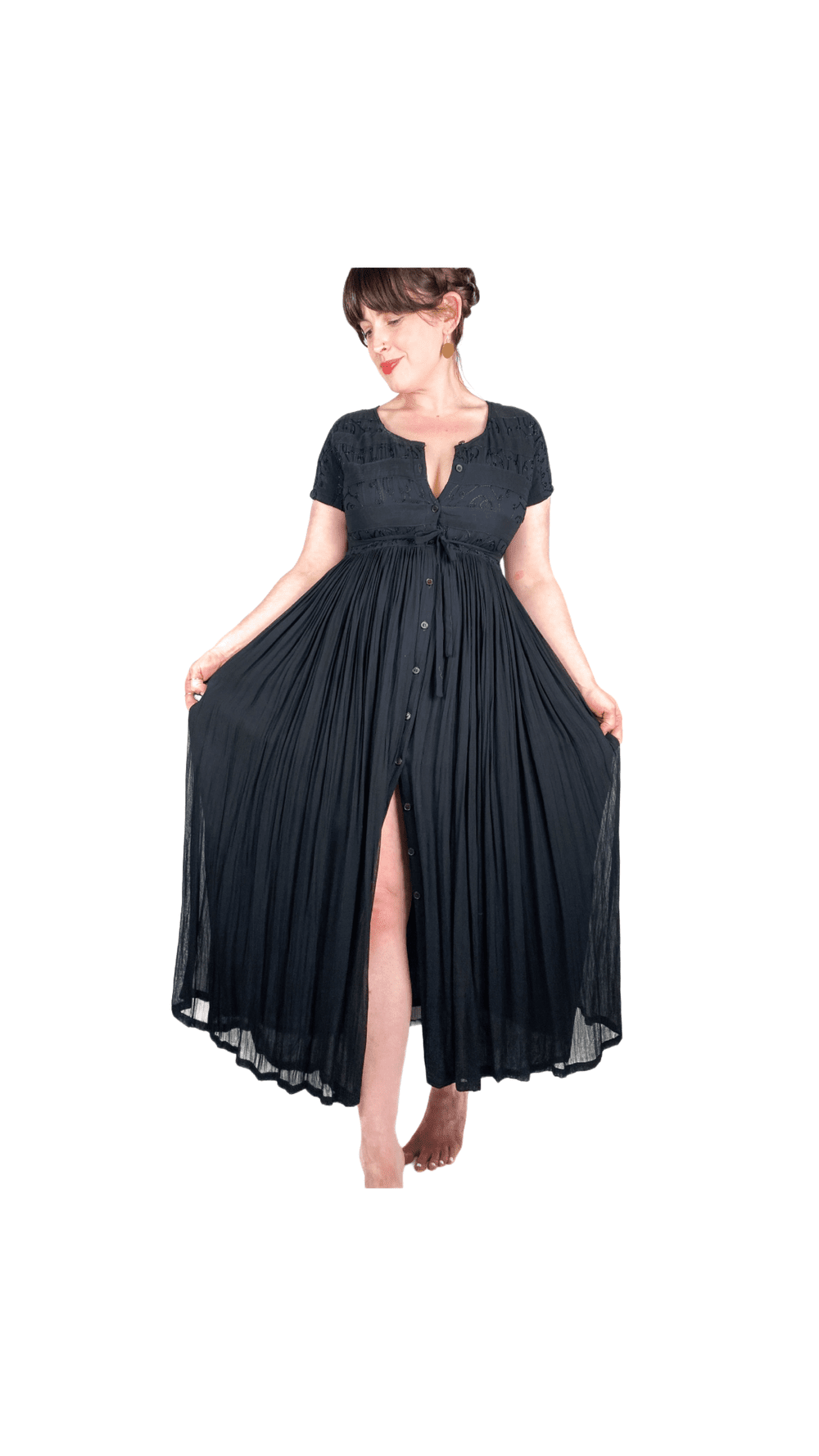 Vintage 90s Black Button Up Maxi Dress | Wild Ways Vintage